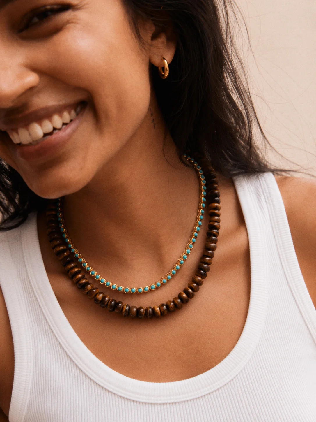 Nina Semi-Precious Necklace - Gold/Turquoise