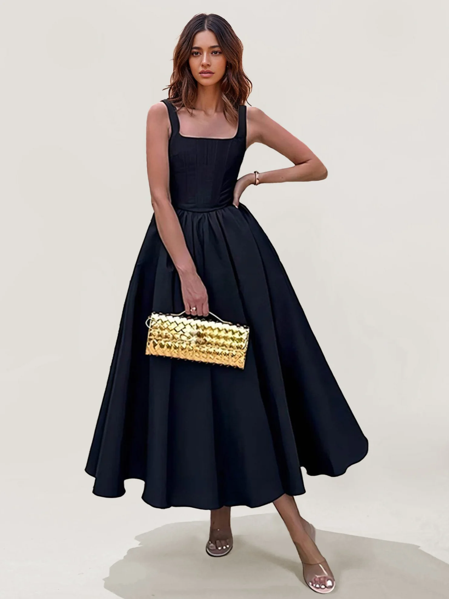 Elegant Strapless Midi Dress