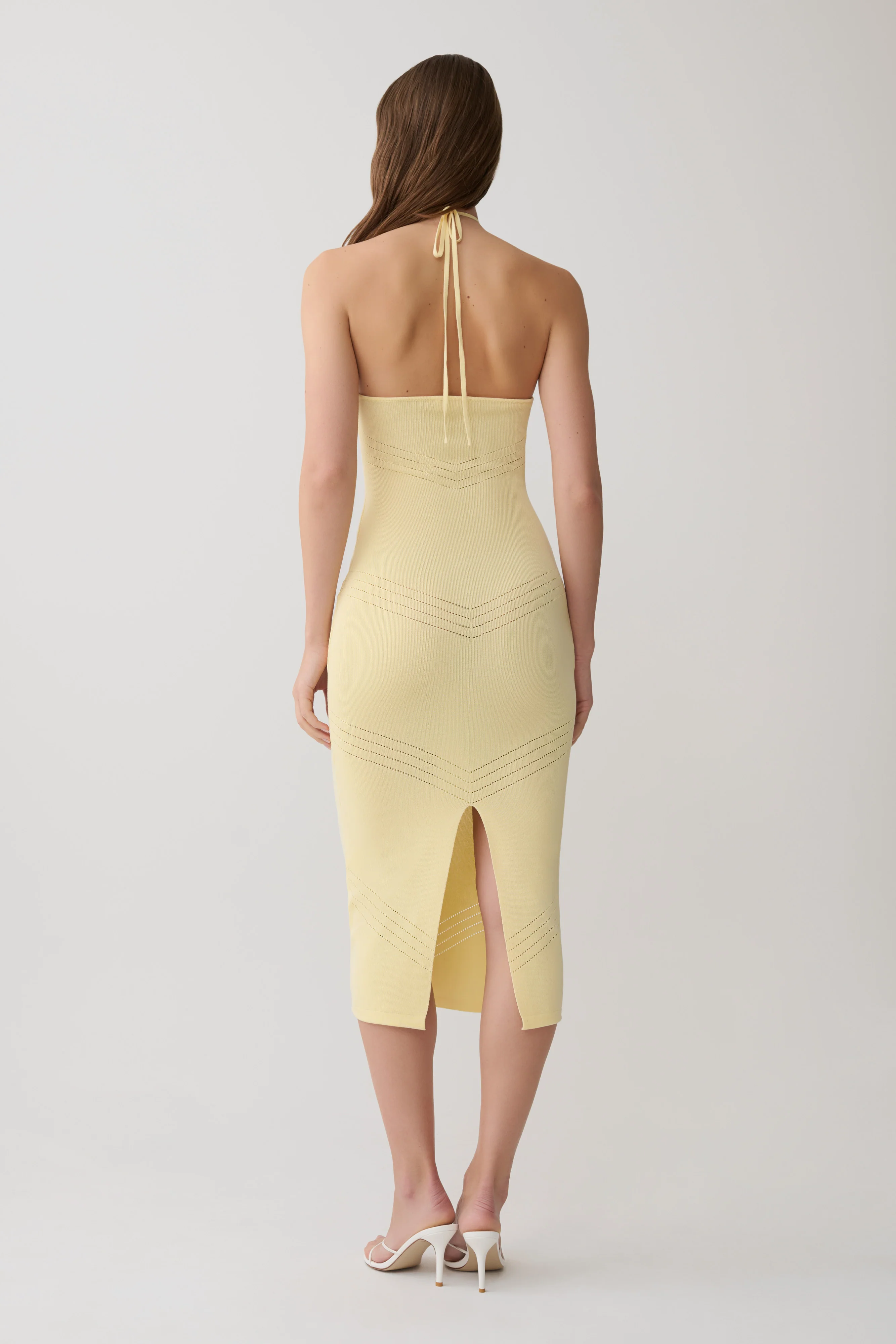 Penny Pointelle Midi Dress - Lemon