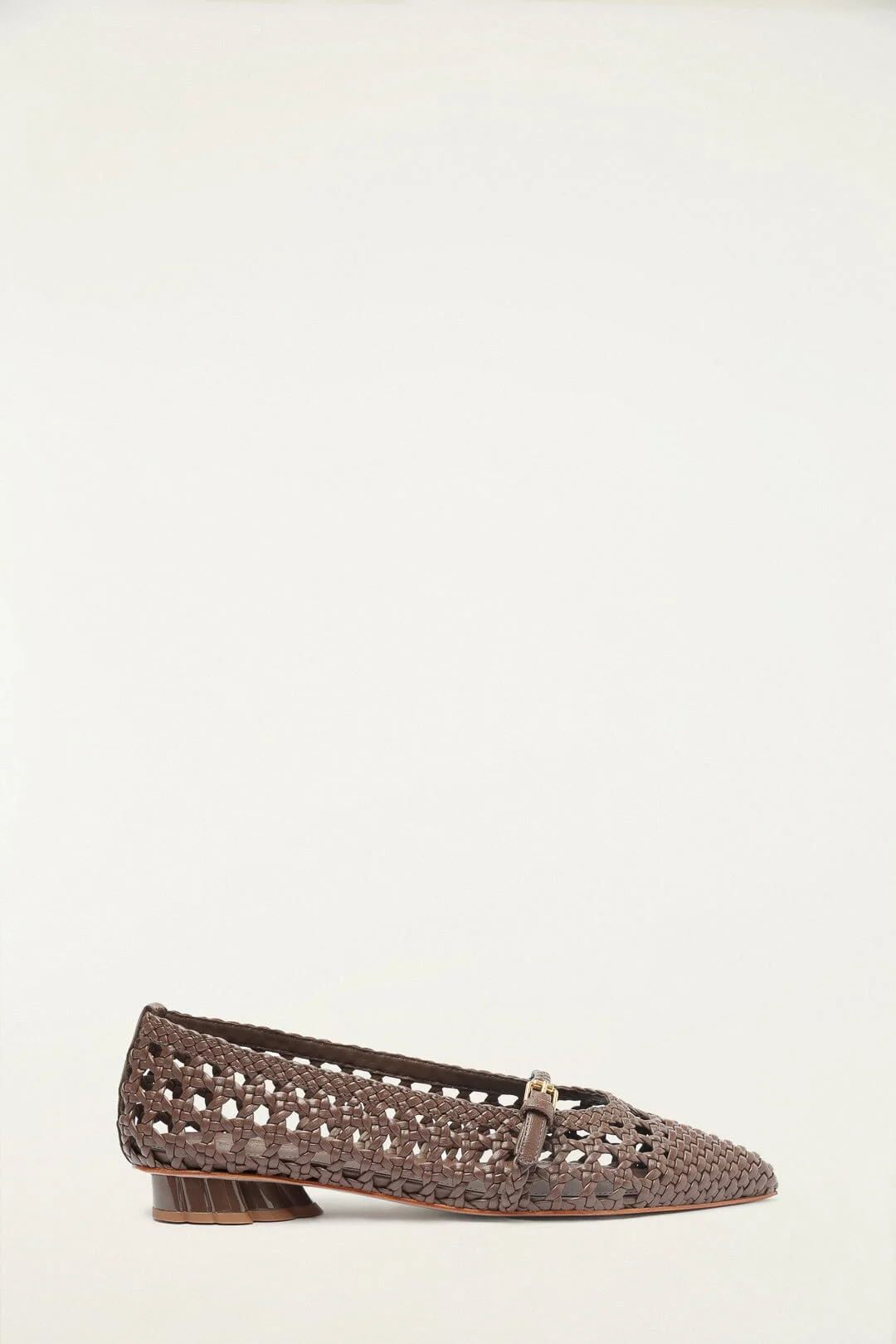 Brown Woven Mary Jane Ballerina