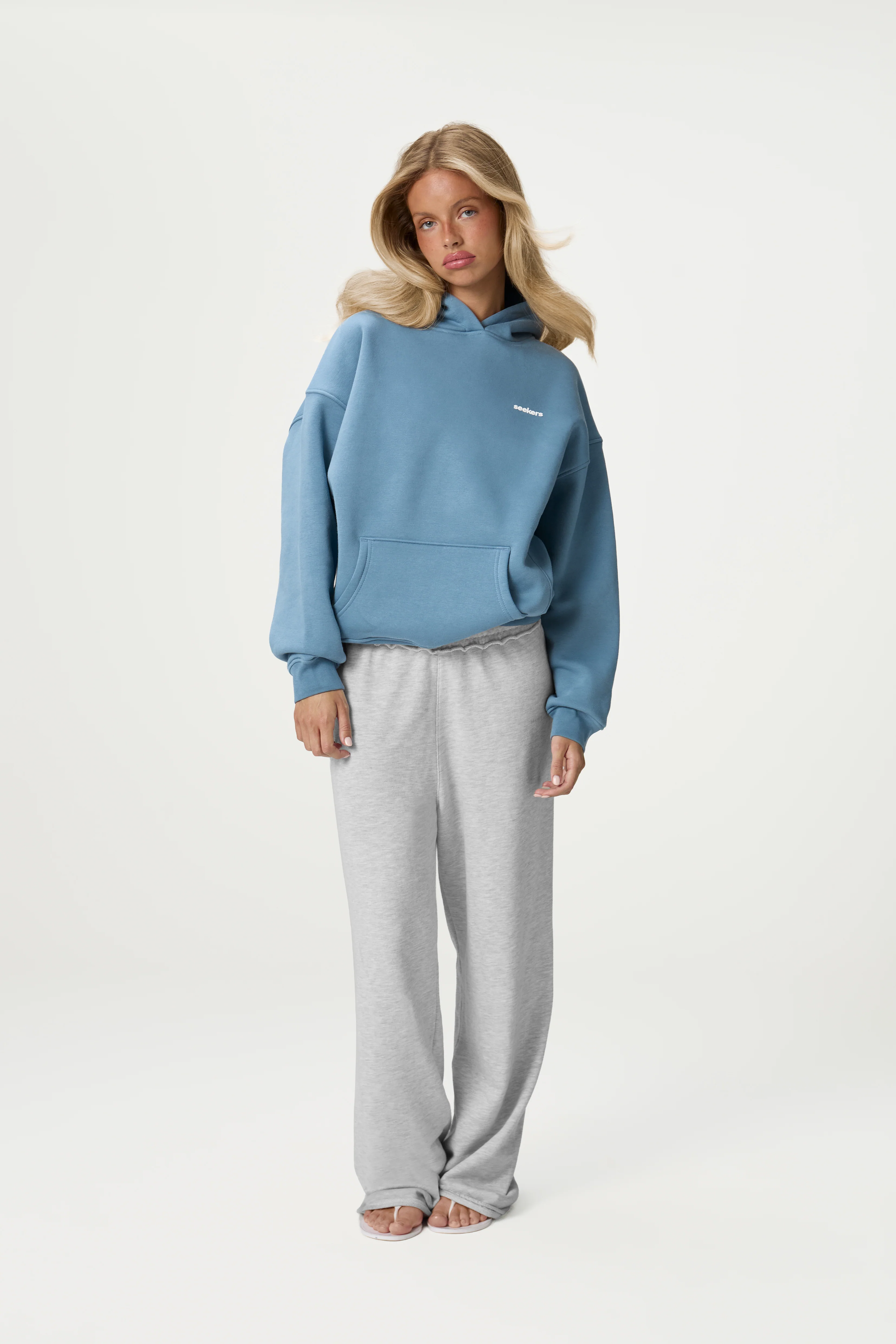 Seekers Brand Hoodie in Mid Blue