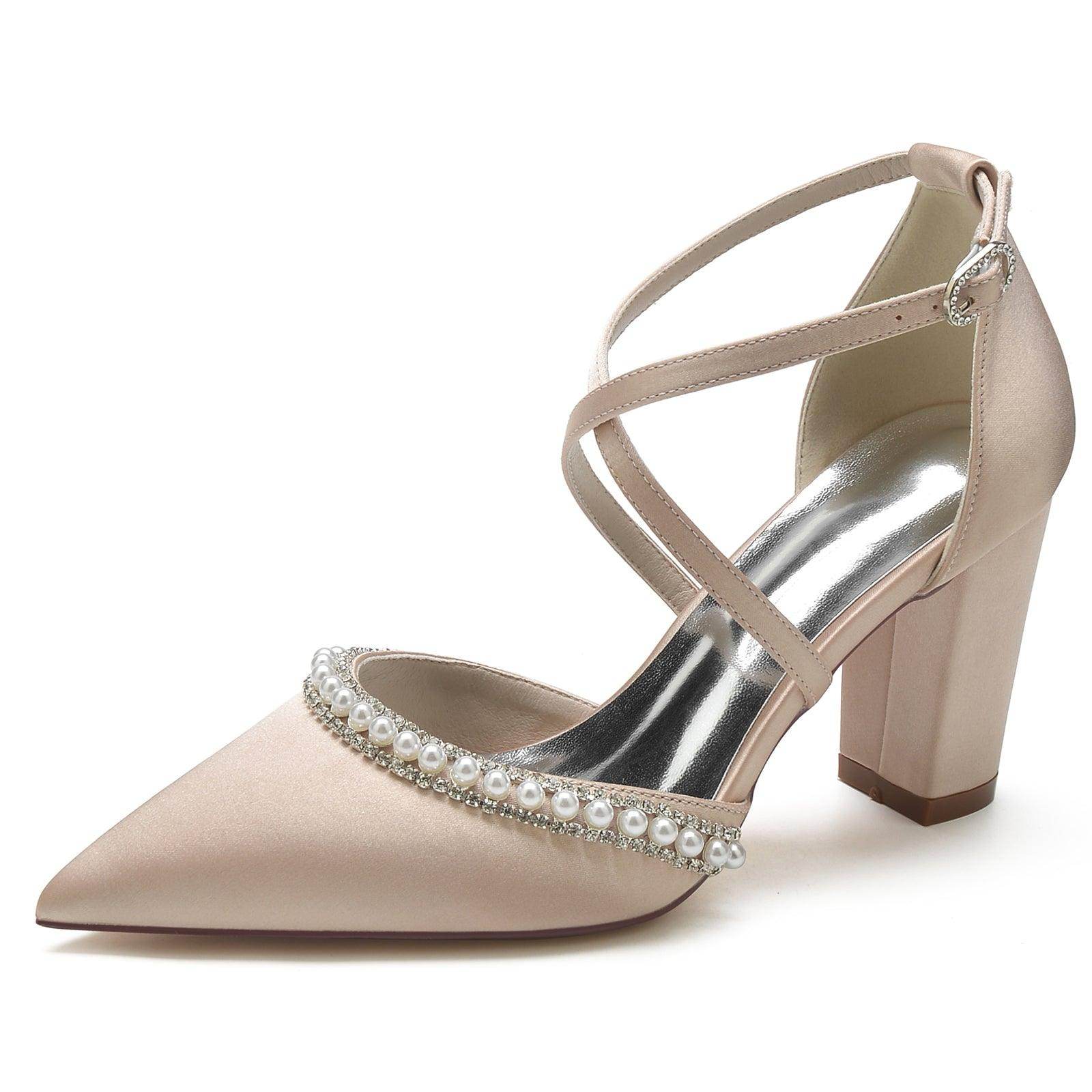 Chunky Heel 8.5cm Silk-Like Shoes CK0189
