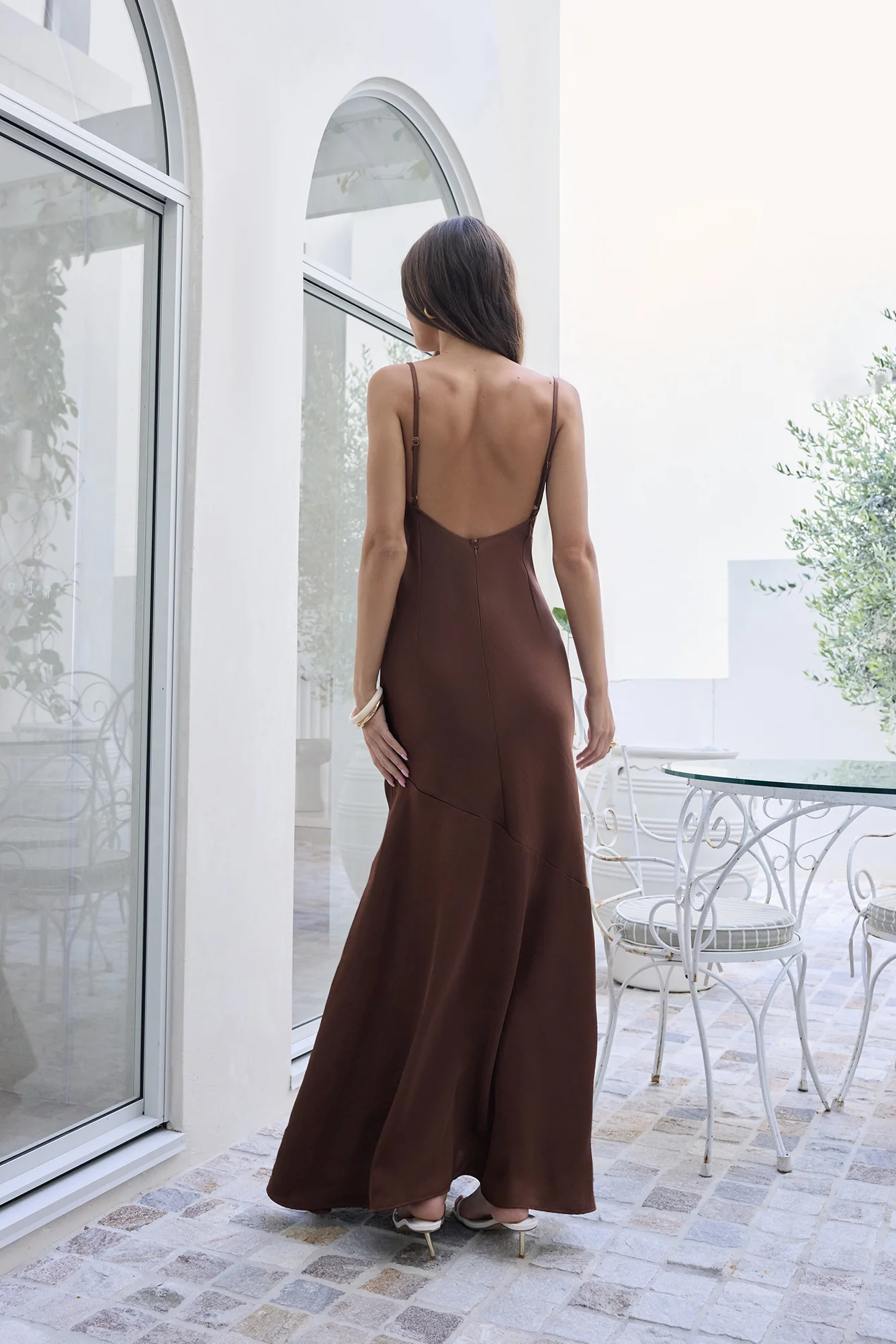 Brilliant Belle Satin Maxi Dress Brown