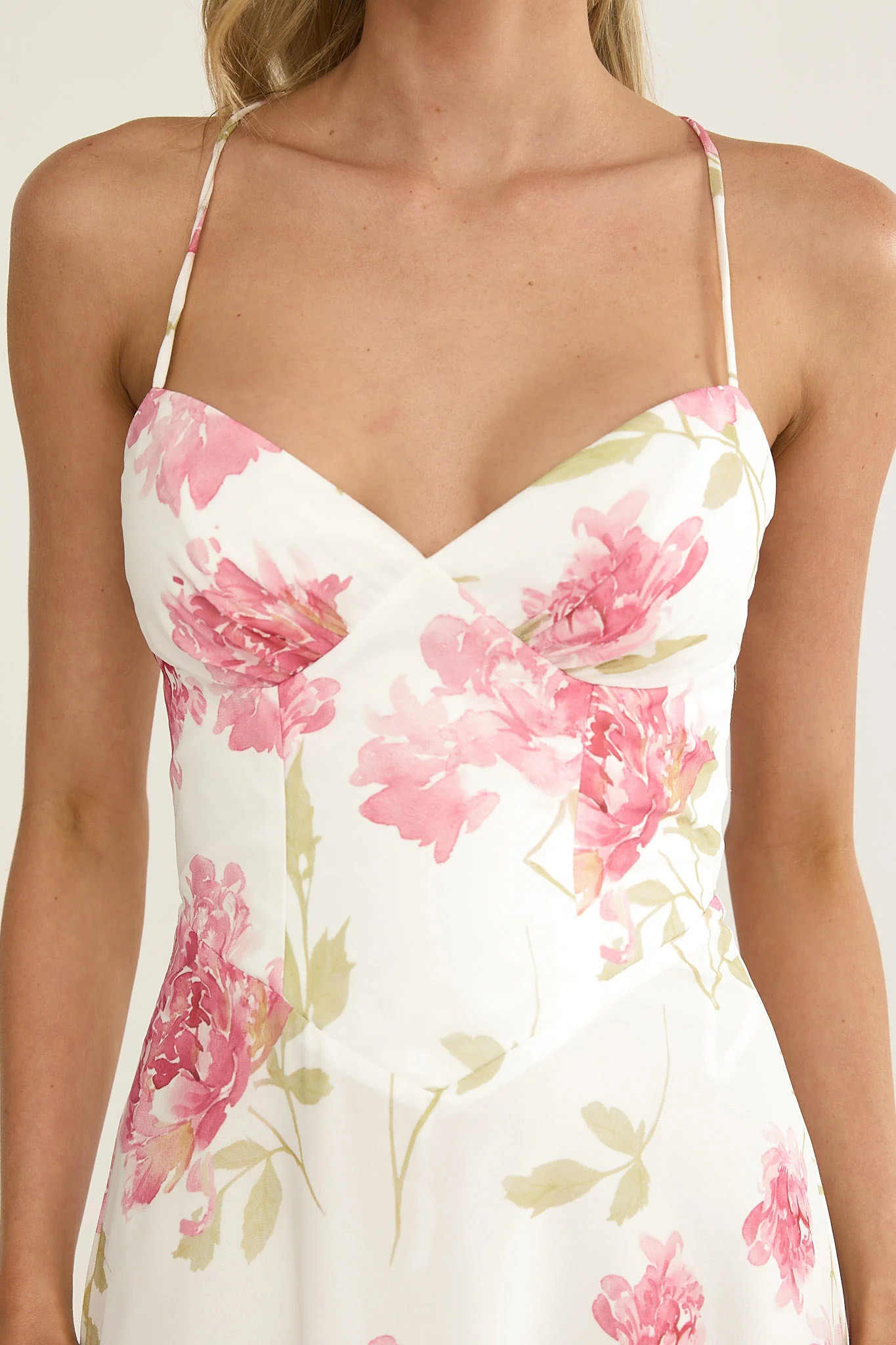 Charlisa Strappy Back Ruffle Maxi Dress Flowers White - luluinthesky