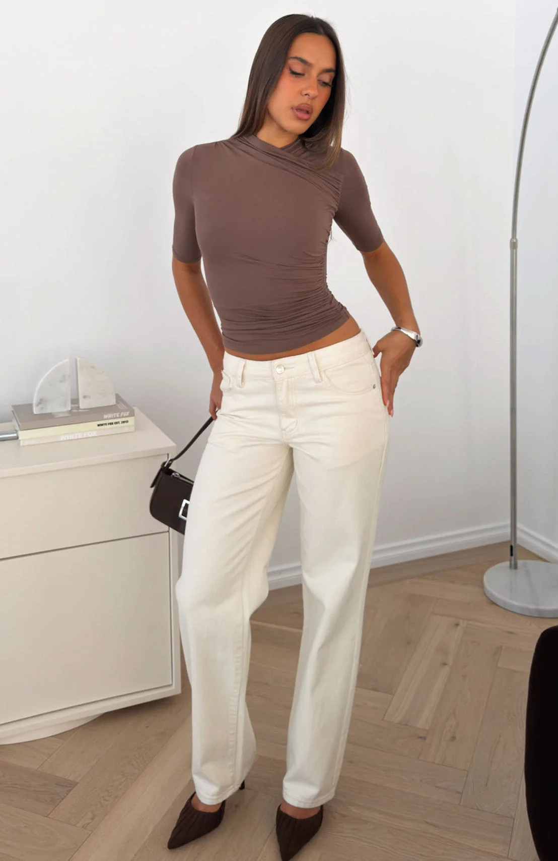 Quiet Crush 3/4 Sleeve Top Mocha