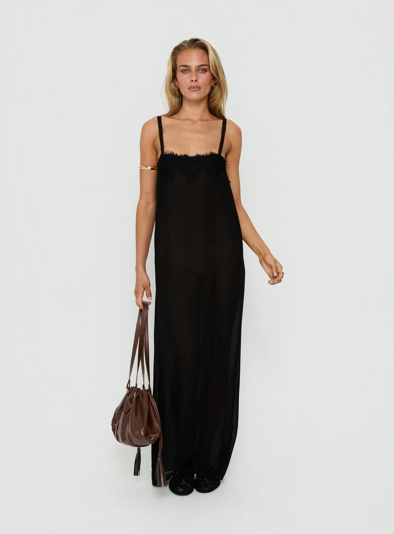 Glacial Sheer Maxi Dress Noir