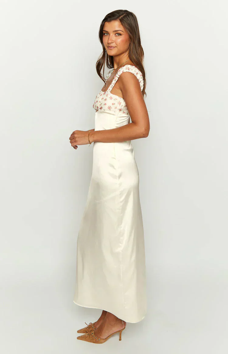Yolandah Cream Chiffon Maxi Dress