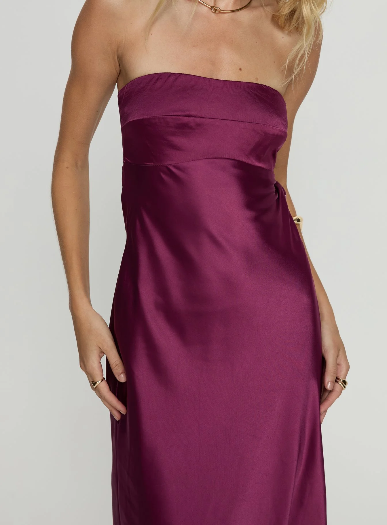 Rozelle Strapless Maxi Dress Currant - luluinthesky