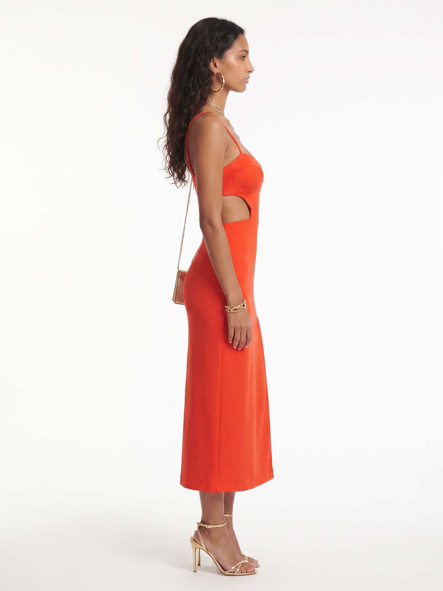 Red Cutout Midi Dress