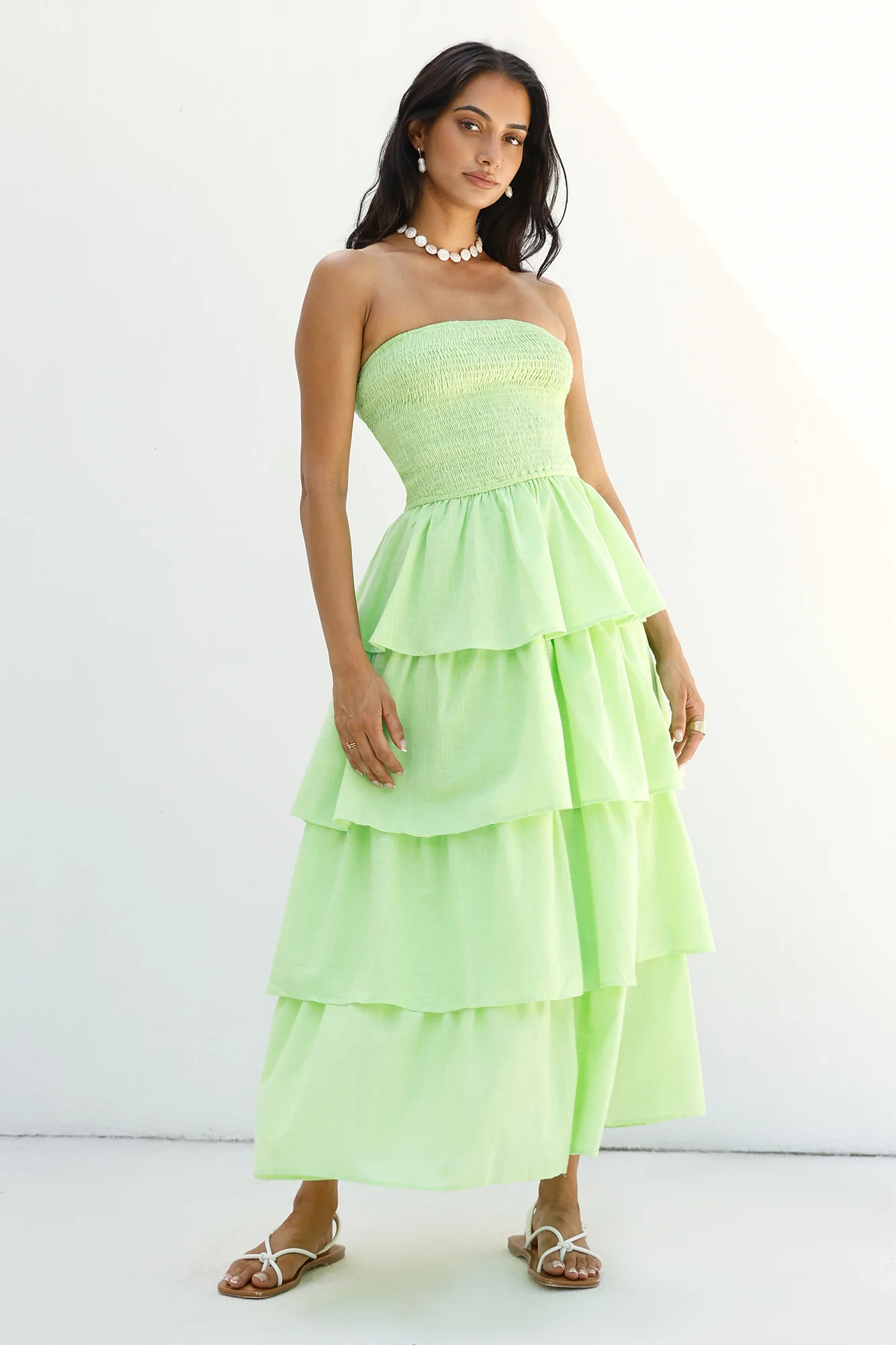 Glass Slipper Strapless Maxi Dress Green