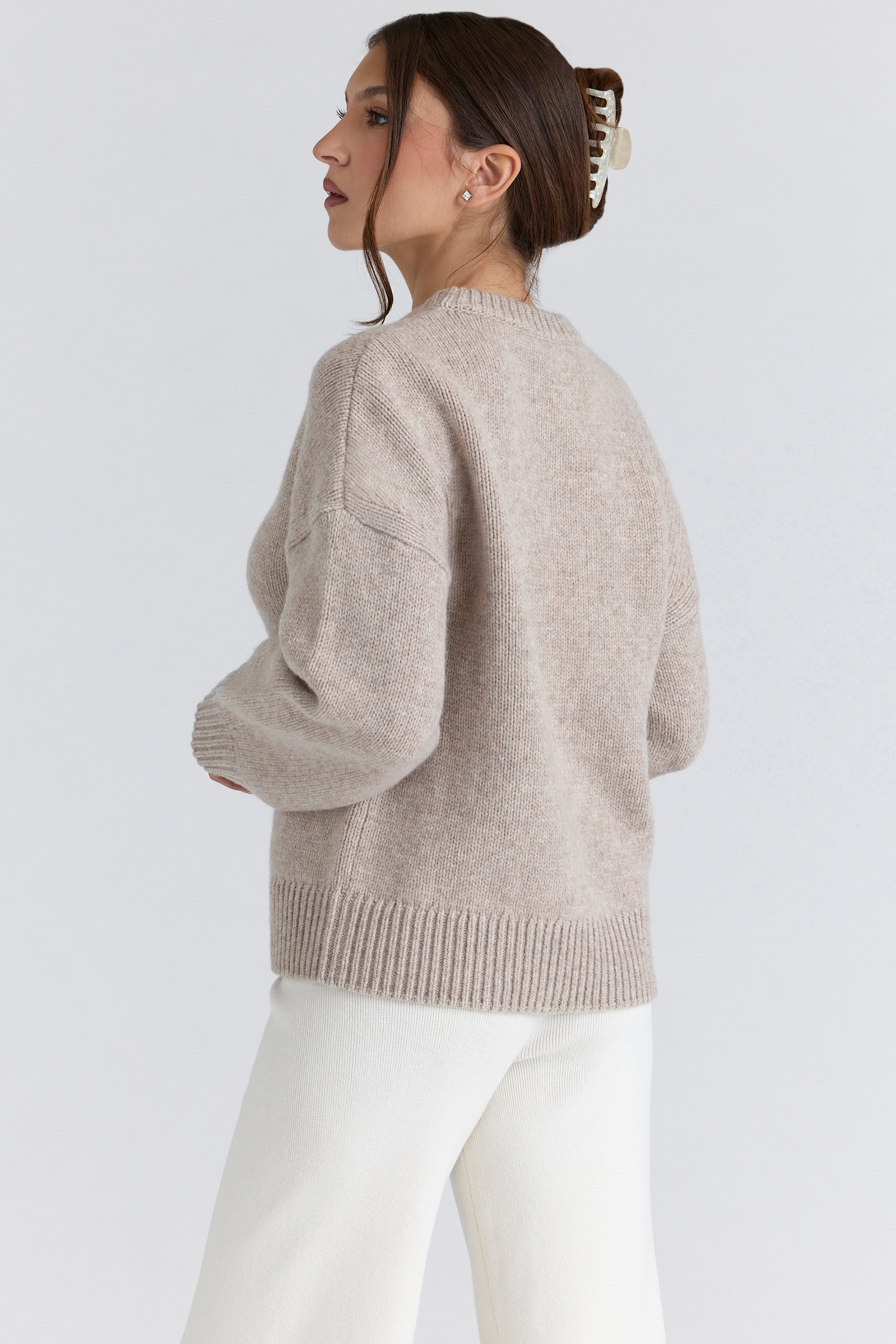 Oatmeal Wool Chunky Knit Sweater