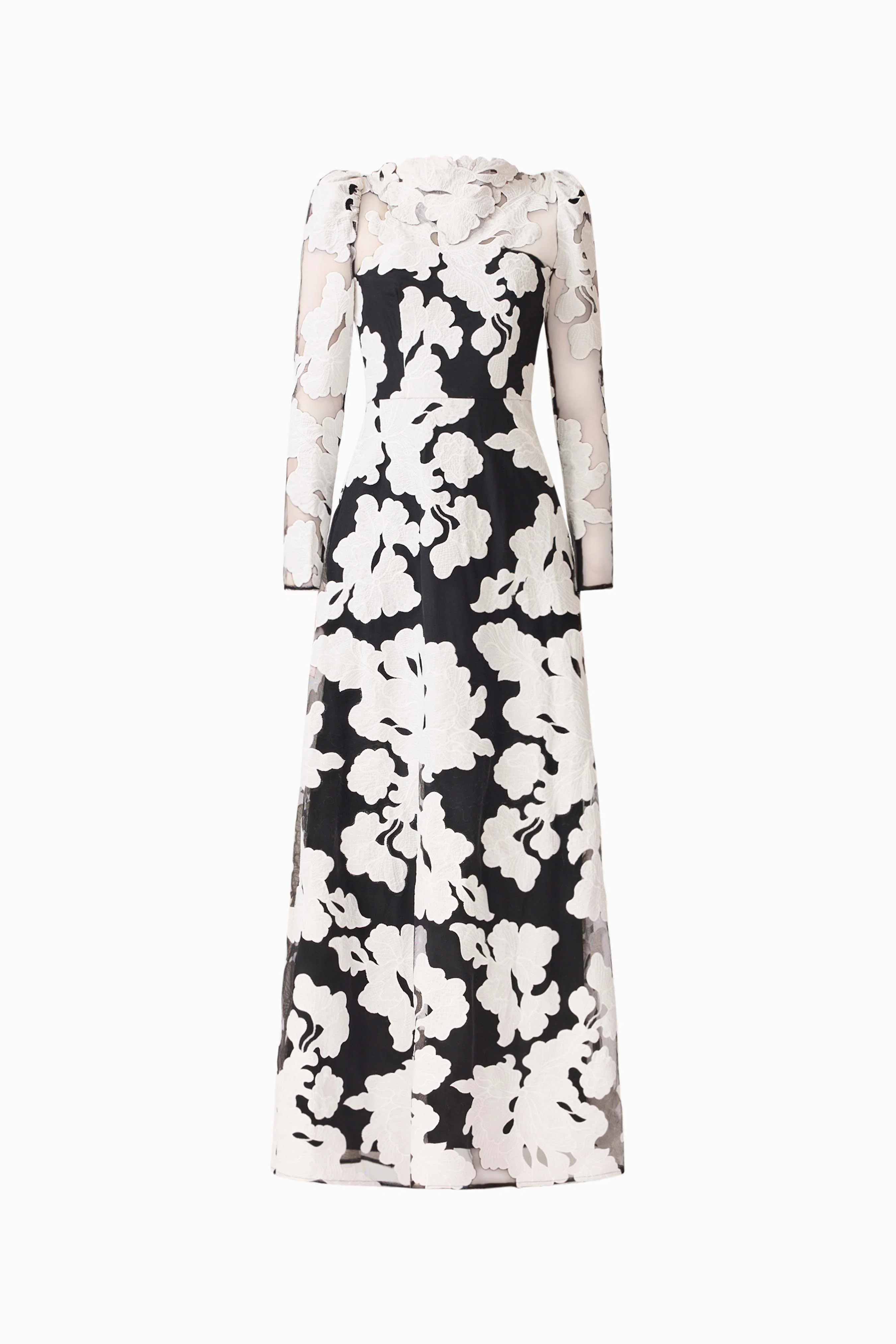 Bloomnoir Long Sleeve Maxi Dress in Black & White
