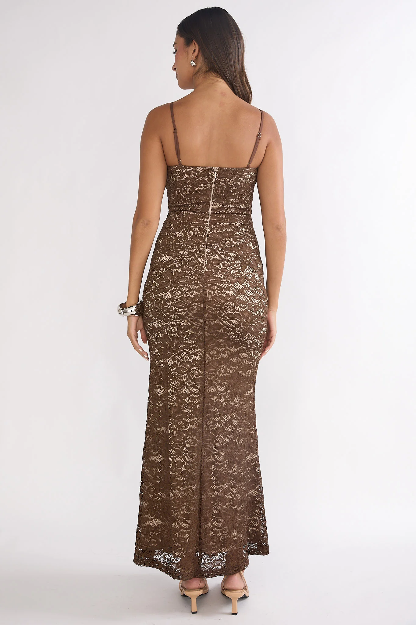 Keep Them Talking Ruched Waist Maxi Dress Chocolate - luluinthesky