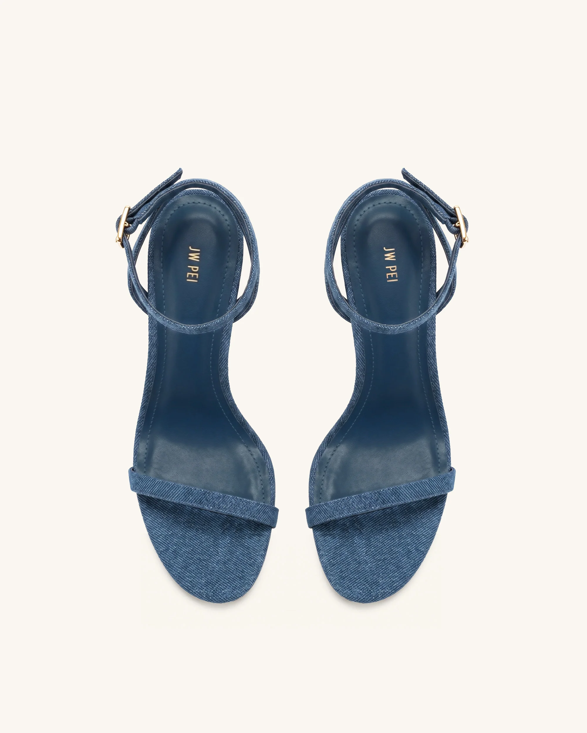 Alivia Gold Metal Heel Sandals - Denim Blue