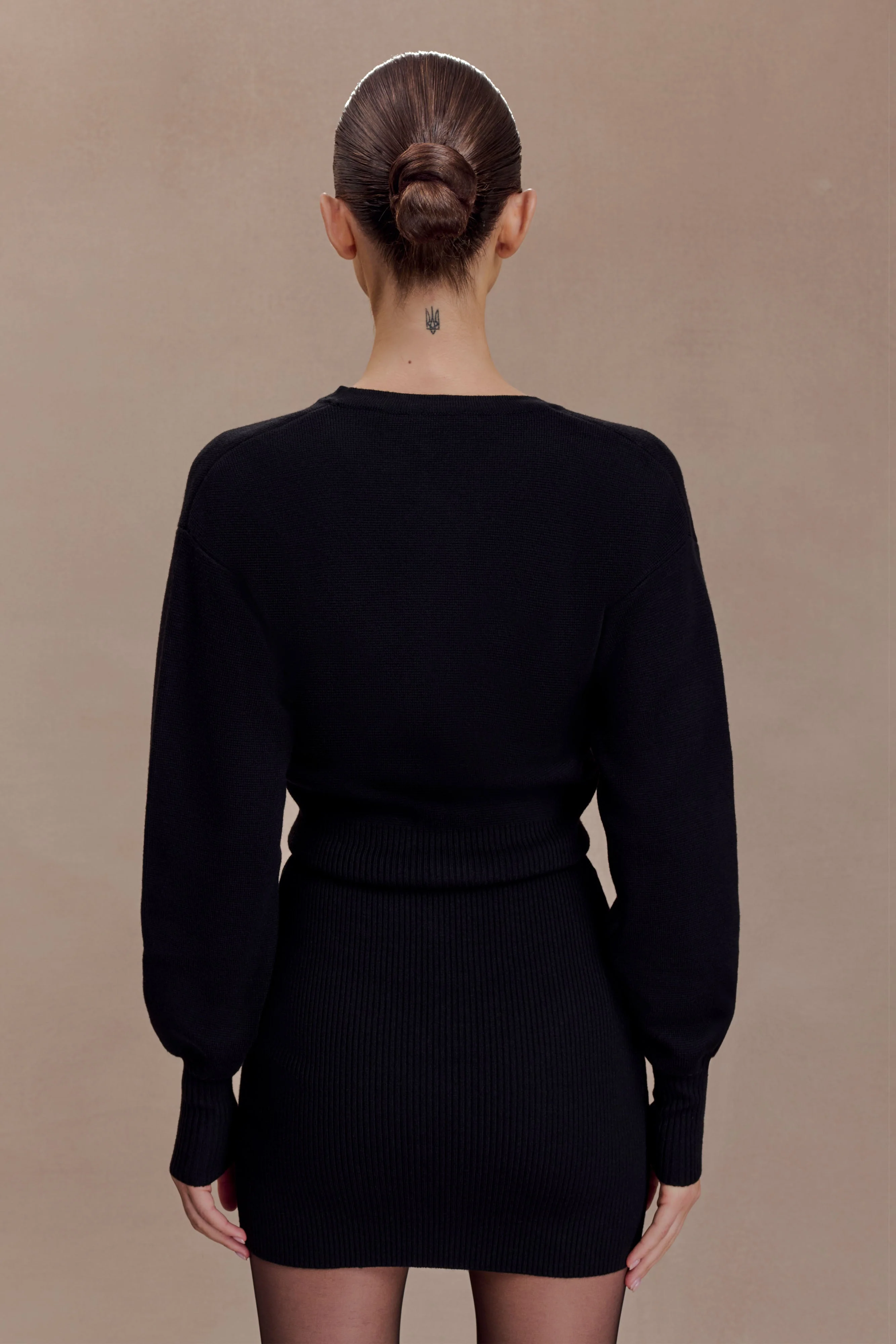Xaden Wool Mix Knit Mini Dress - Black