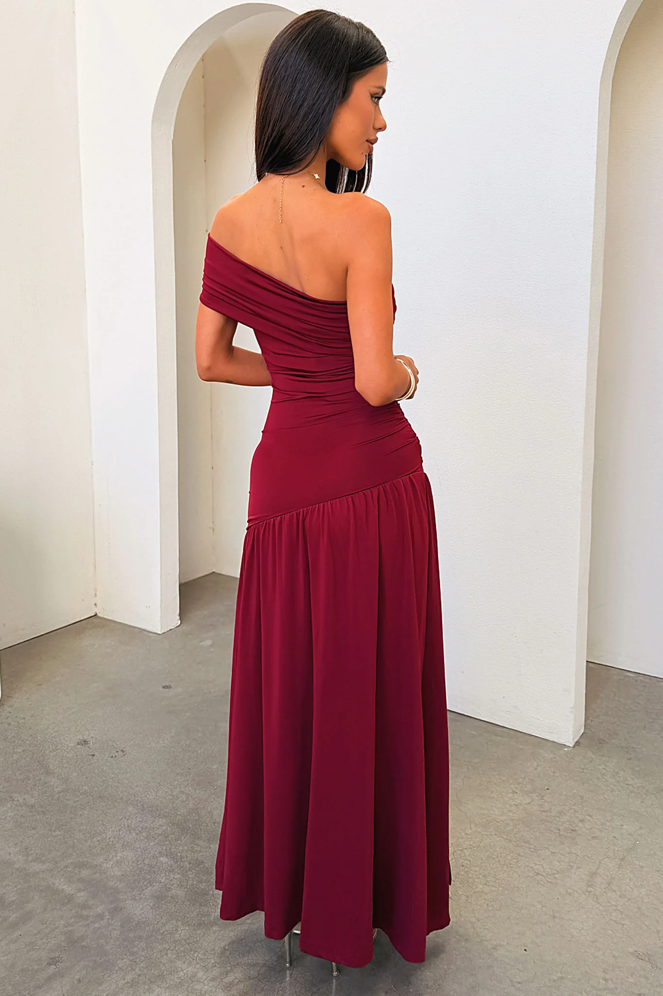 Aveline Strapless Wrap Maxi Dress - Burgundy - luluinthesky