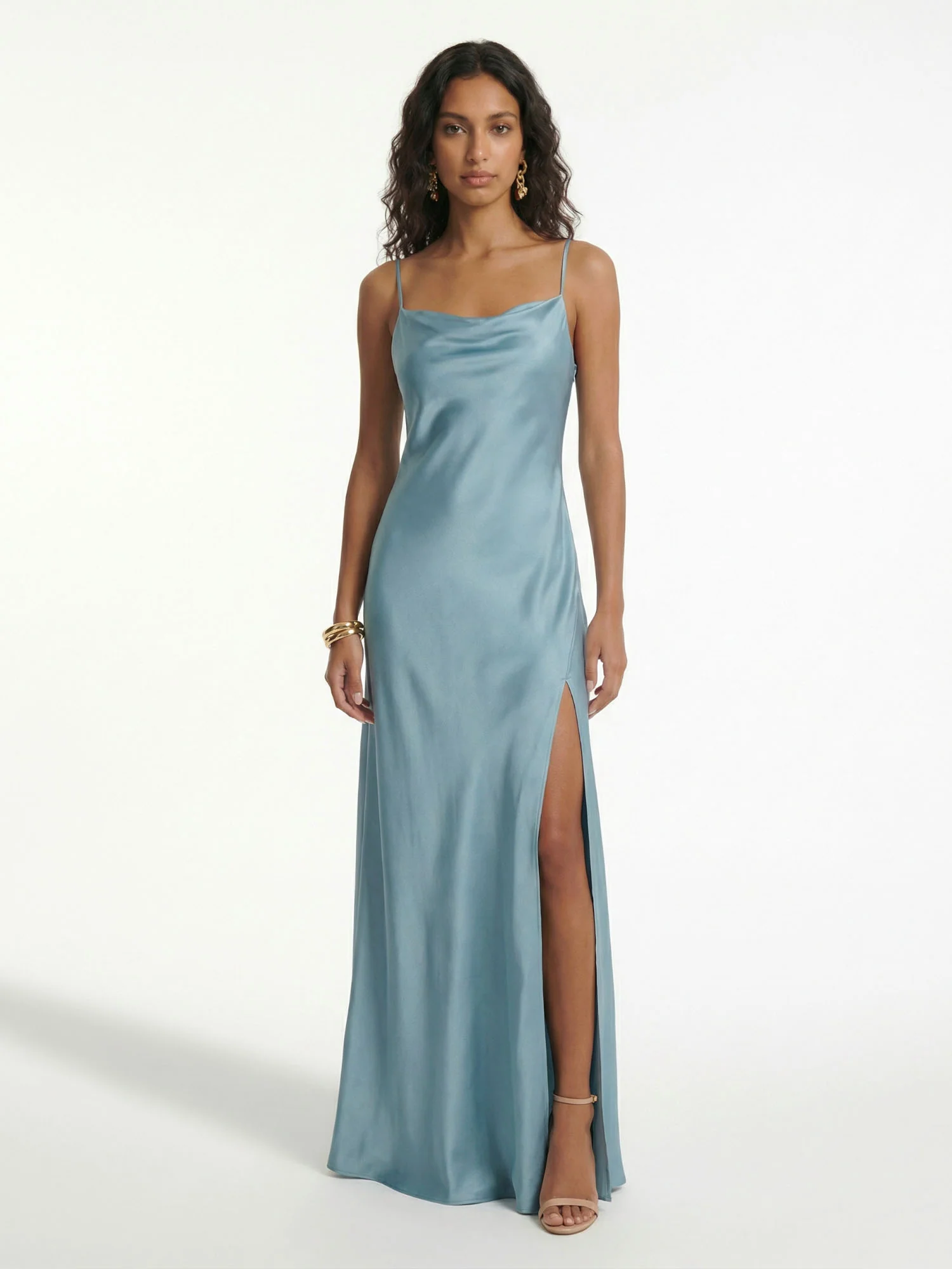 Blue Elegant Bordeaux Maxi Dress