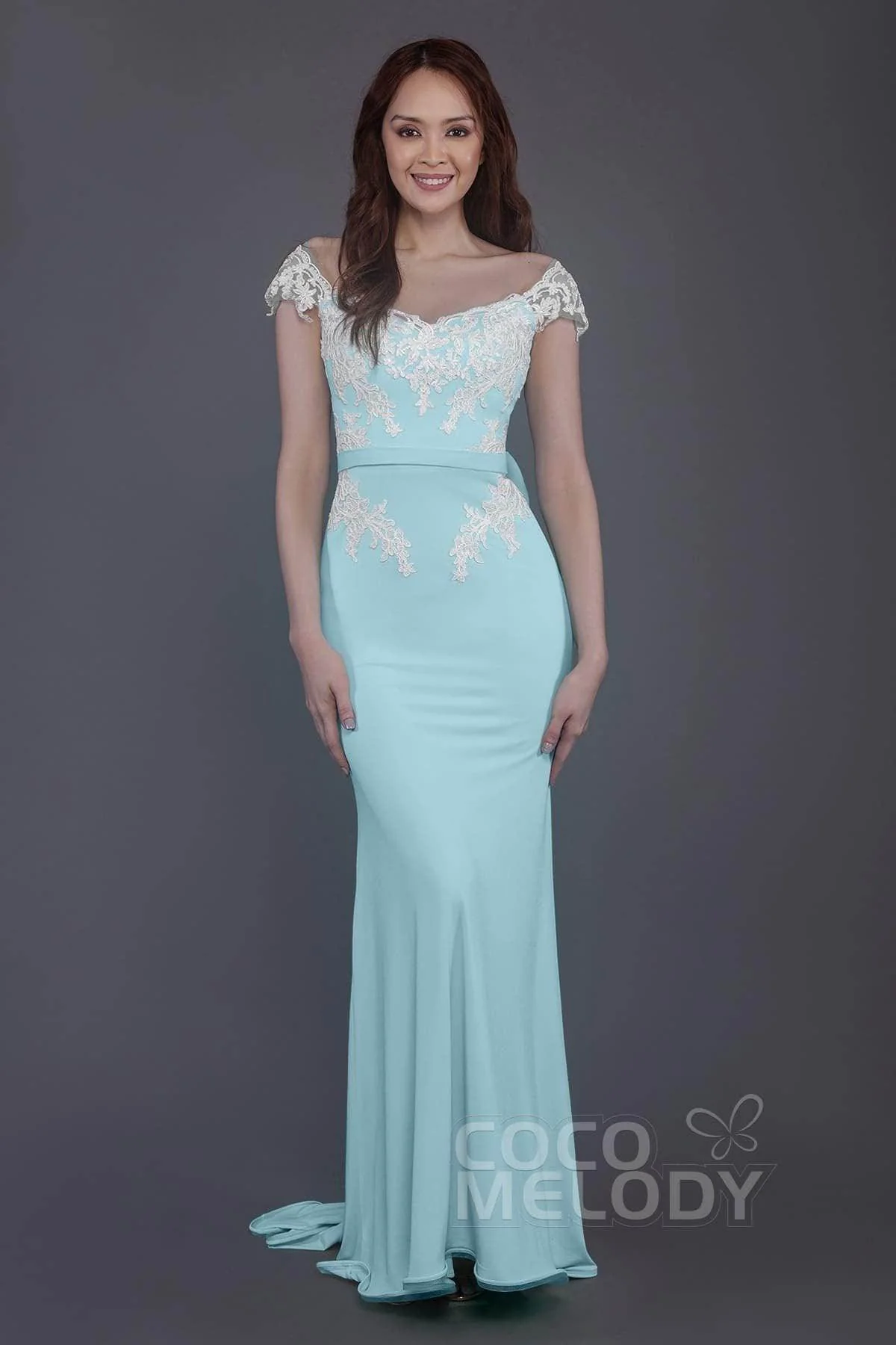 Trumpet Sweep Train Knitted Fabric Bridesmaid Dress PR3562