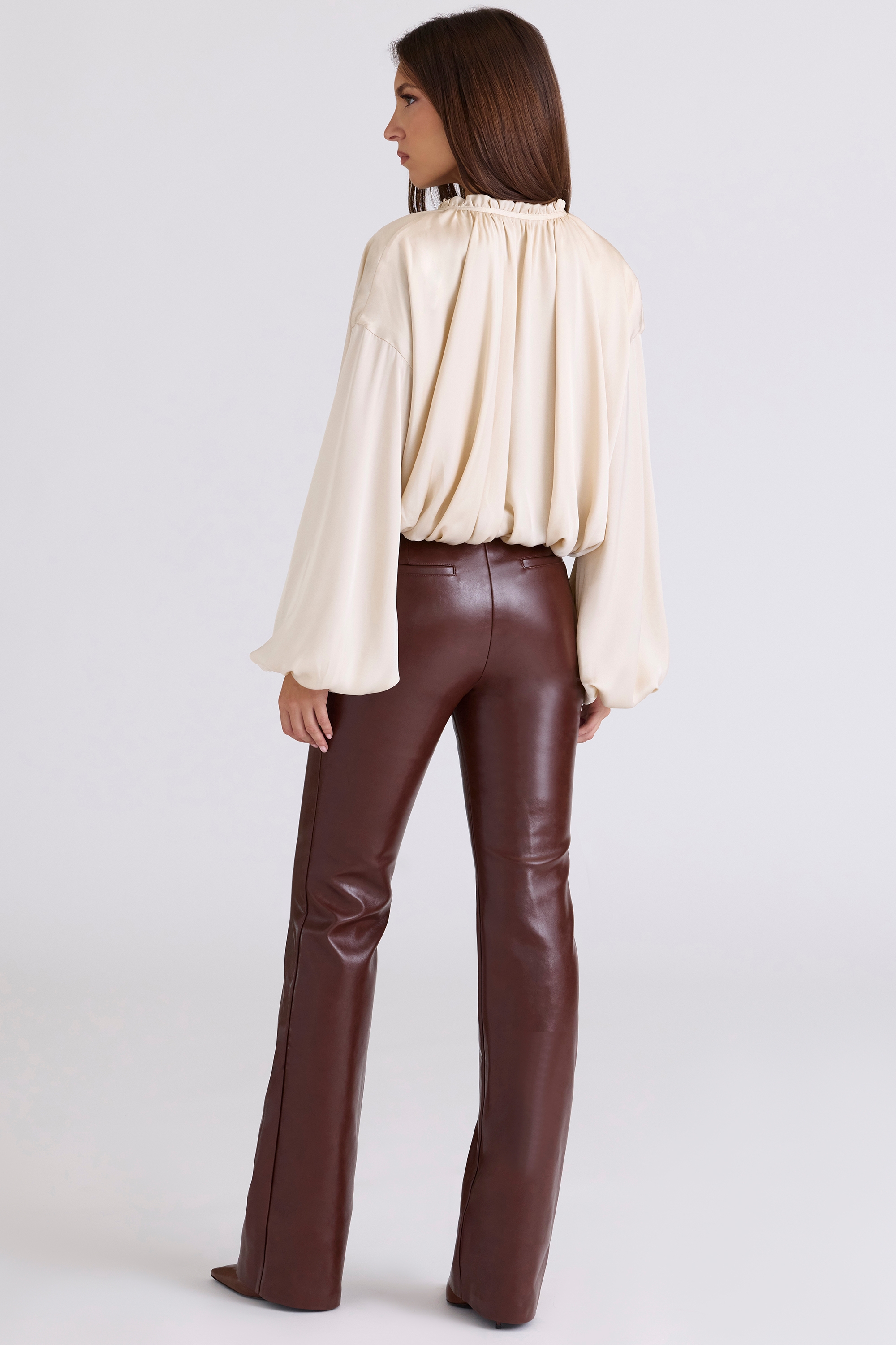 Chocolate Vegan Leather Trousers