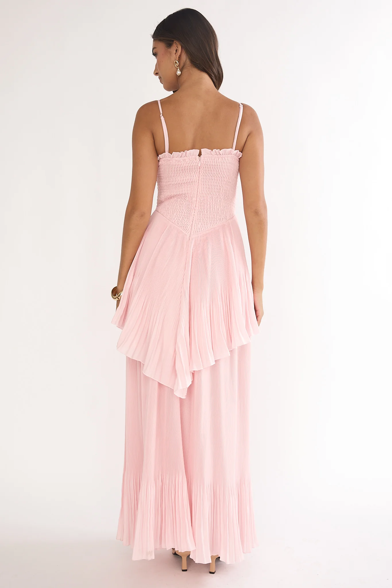 Delin Smocked Layered Maxi Dress Blush