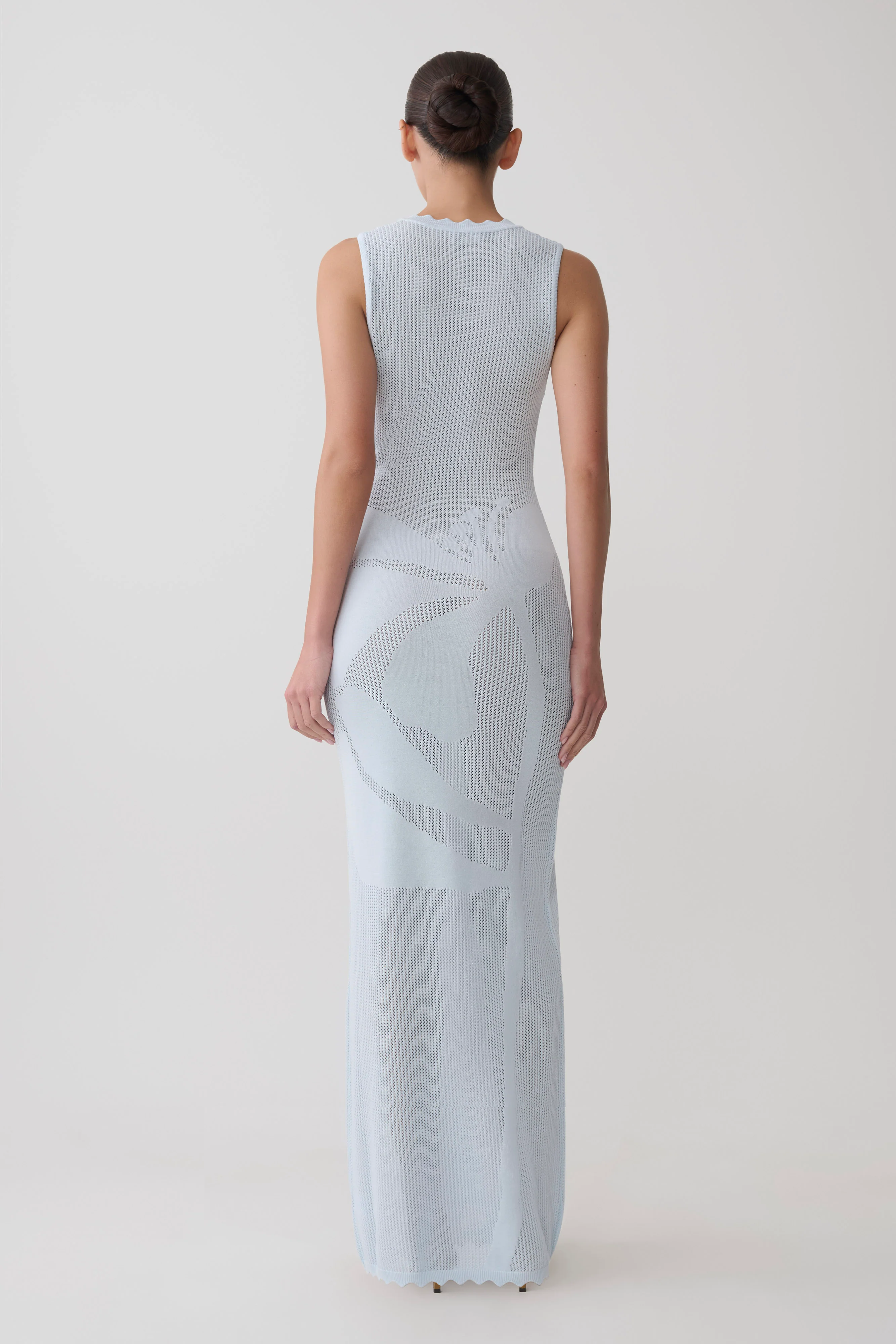 Pippa Floral Knit Maxi Dress - Light Blue