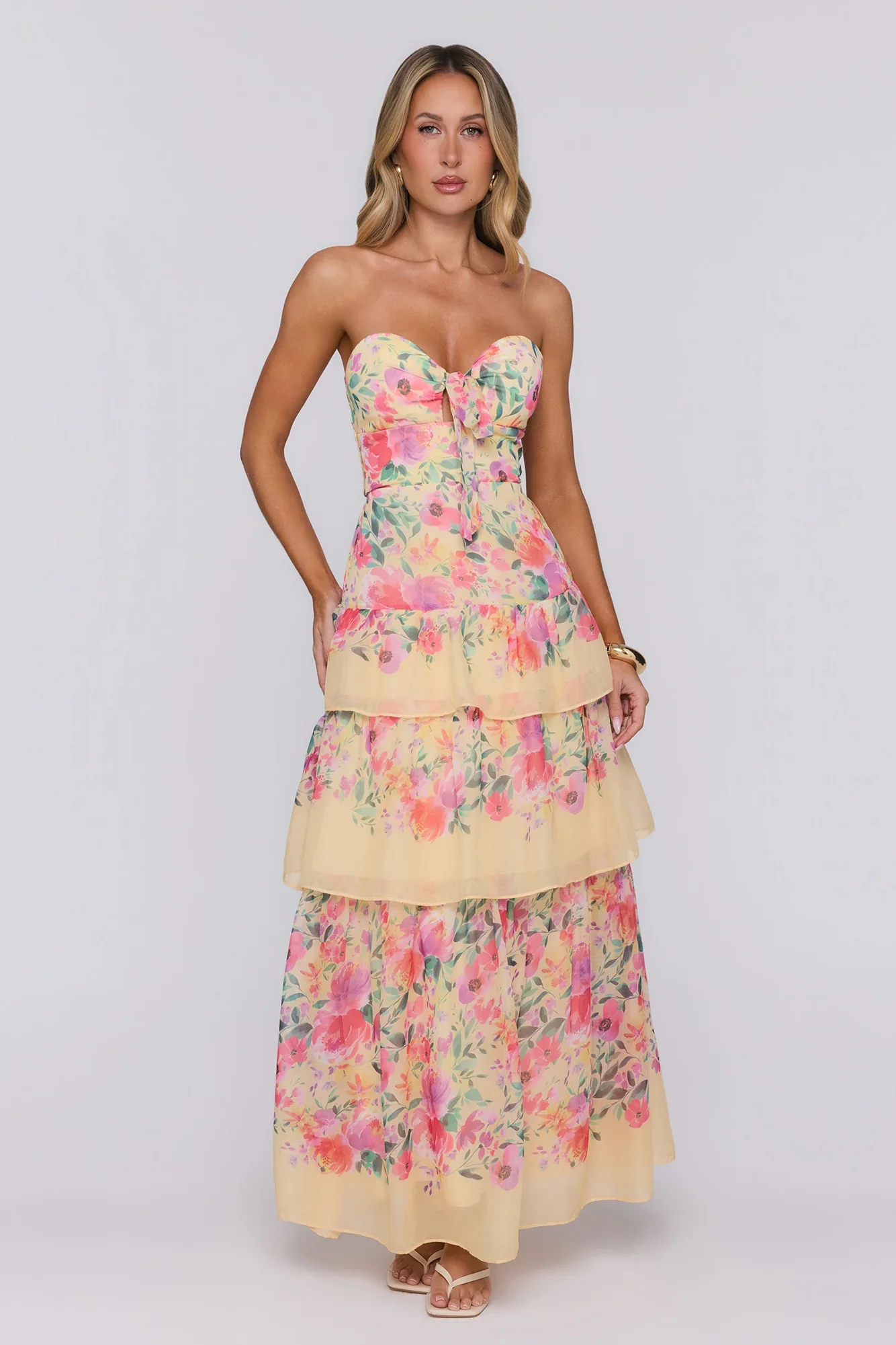 Spark Joy Strapless Maxi Dress Yellow