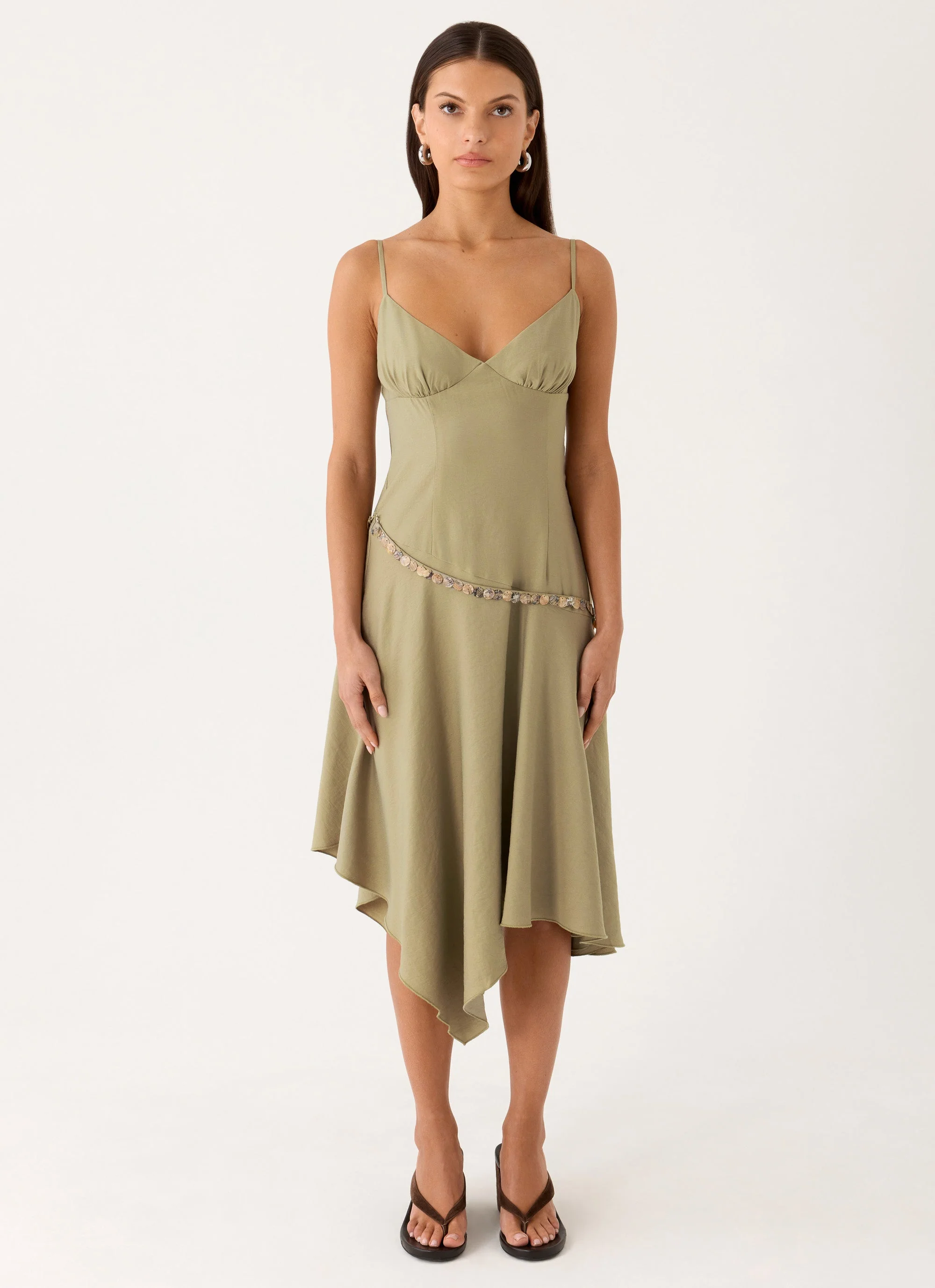Lazure Midi Dress - Pale Olive