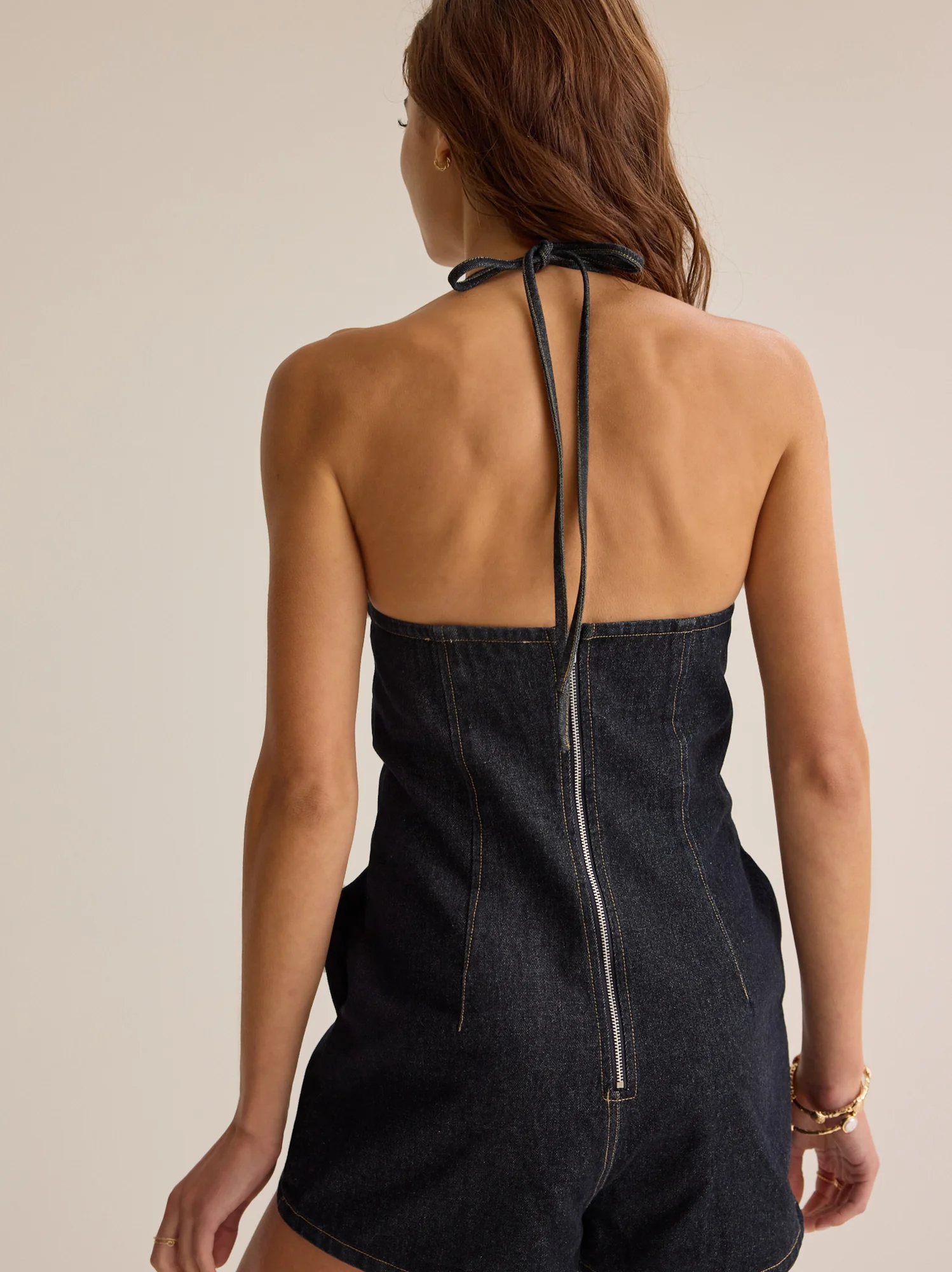 Wren Halter Denim Romper