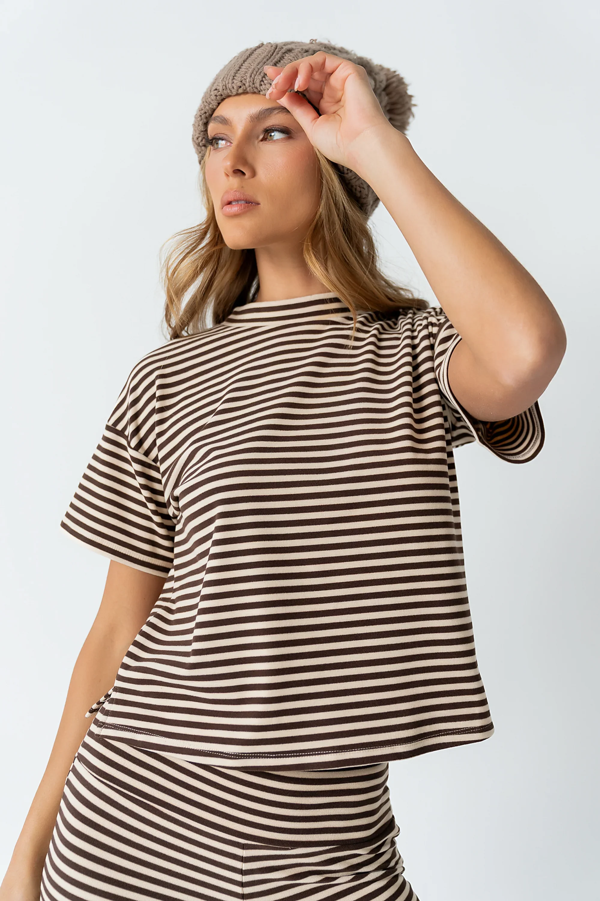 Jannet Striped Top in Brown