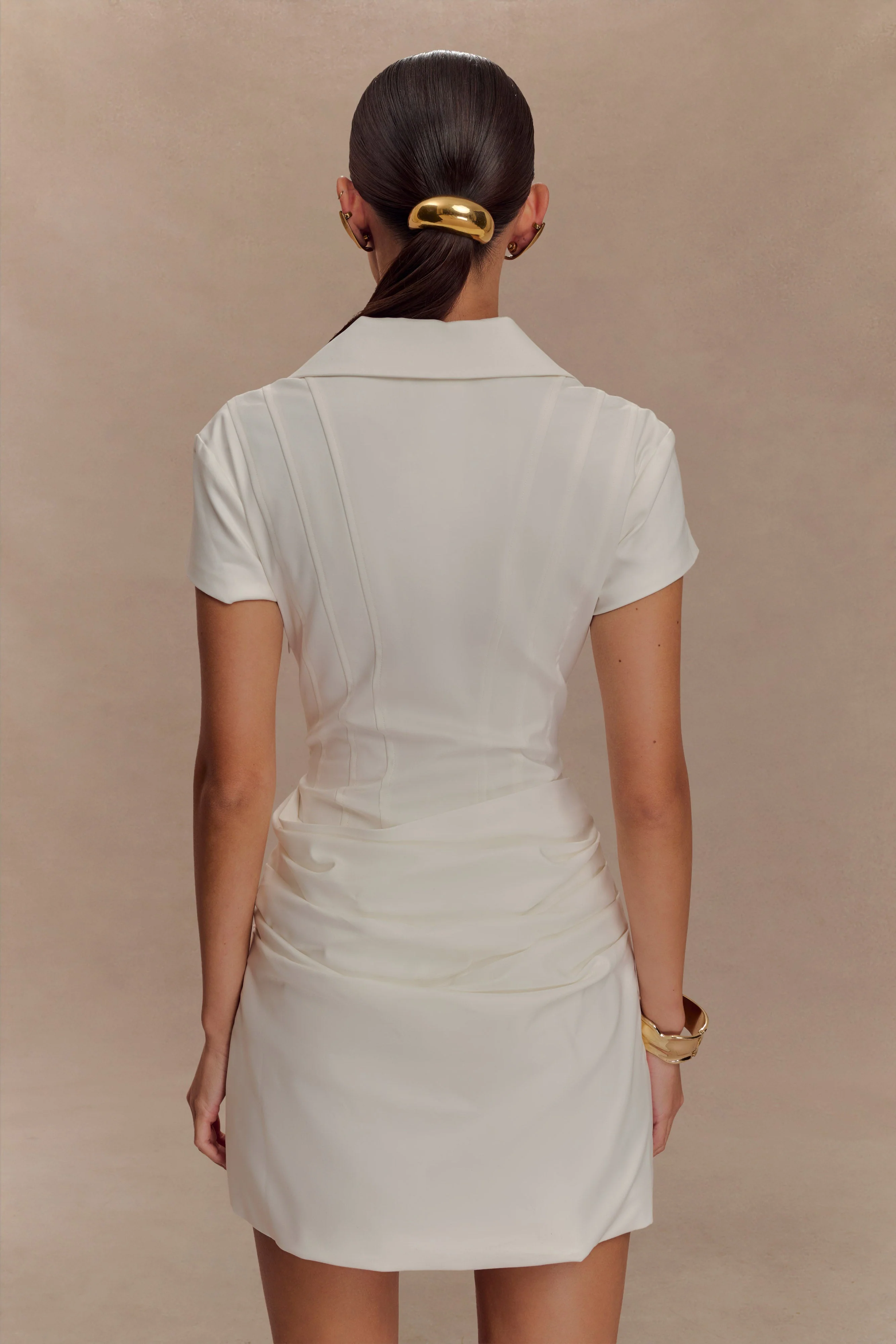Tarryn Collared Cotton Mini Dress - White
