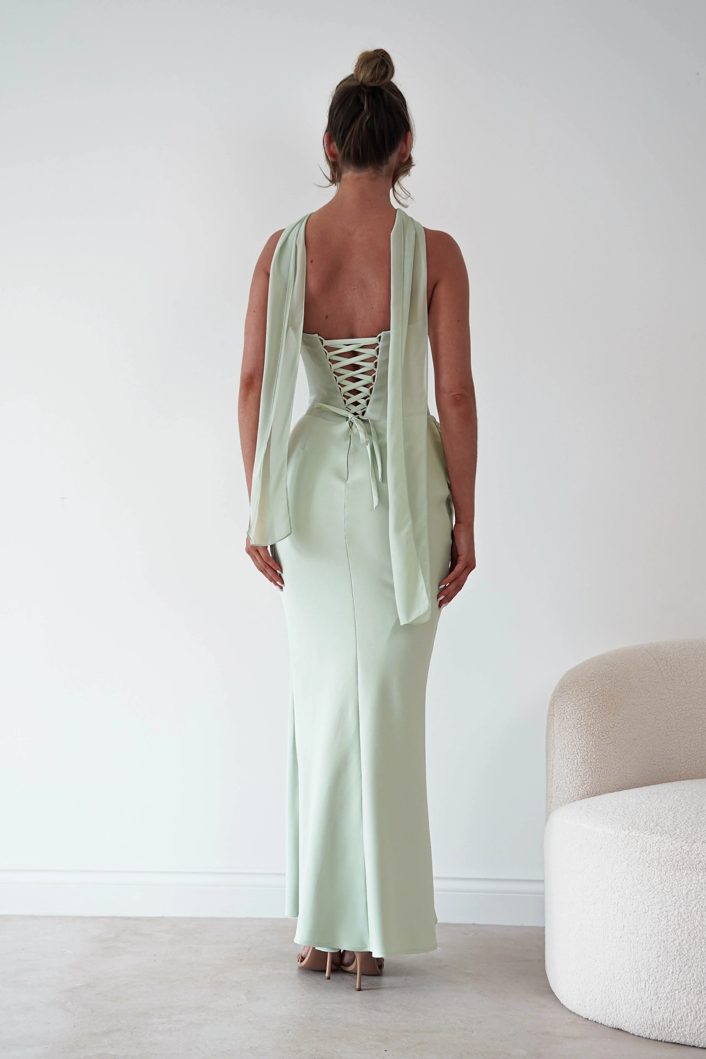 Kailani Strapless Ruched Maxi Dress | Sage