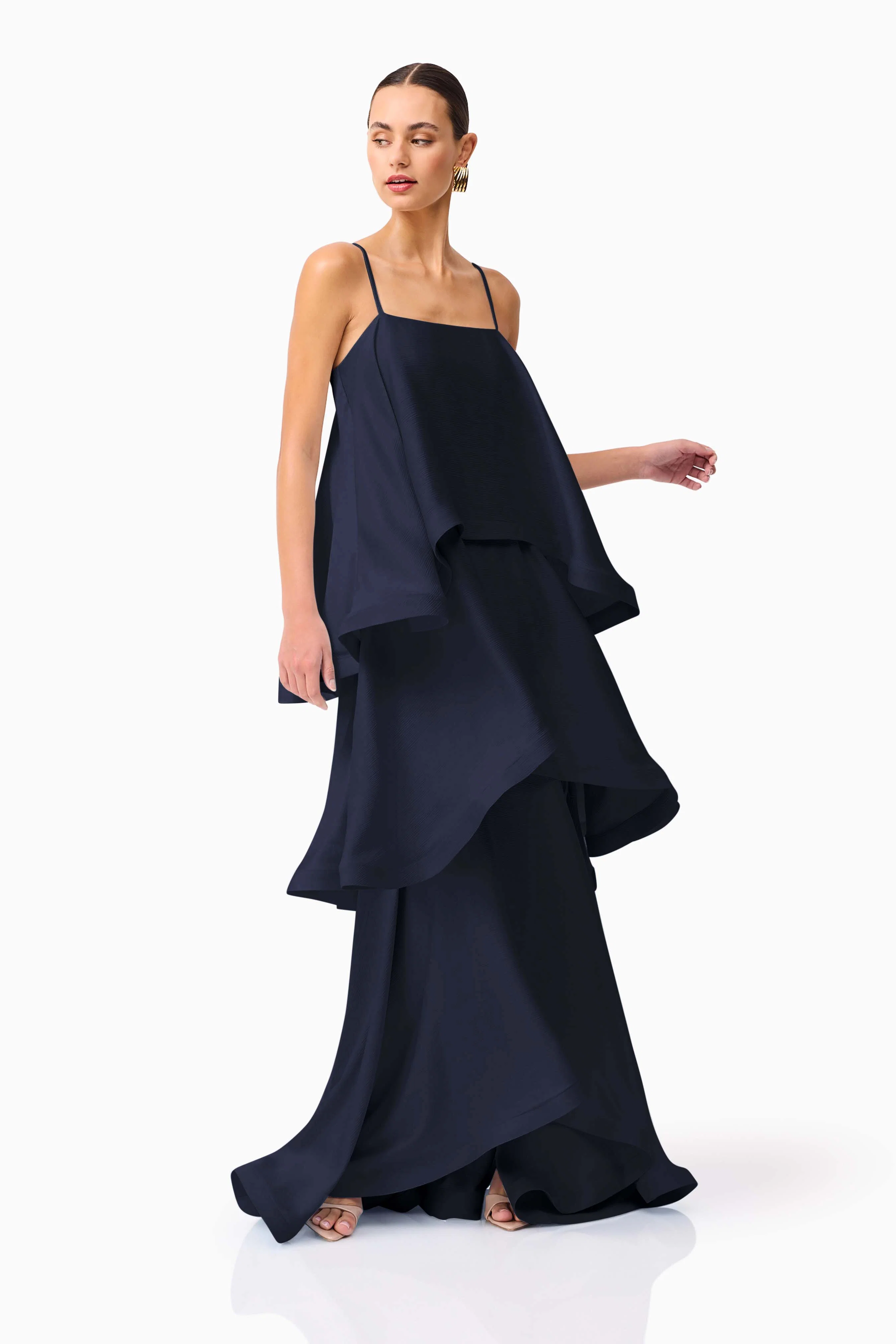 Tilly Tiered Maxi Dress in Navy