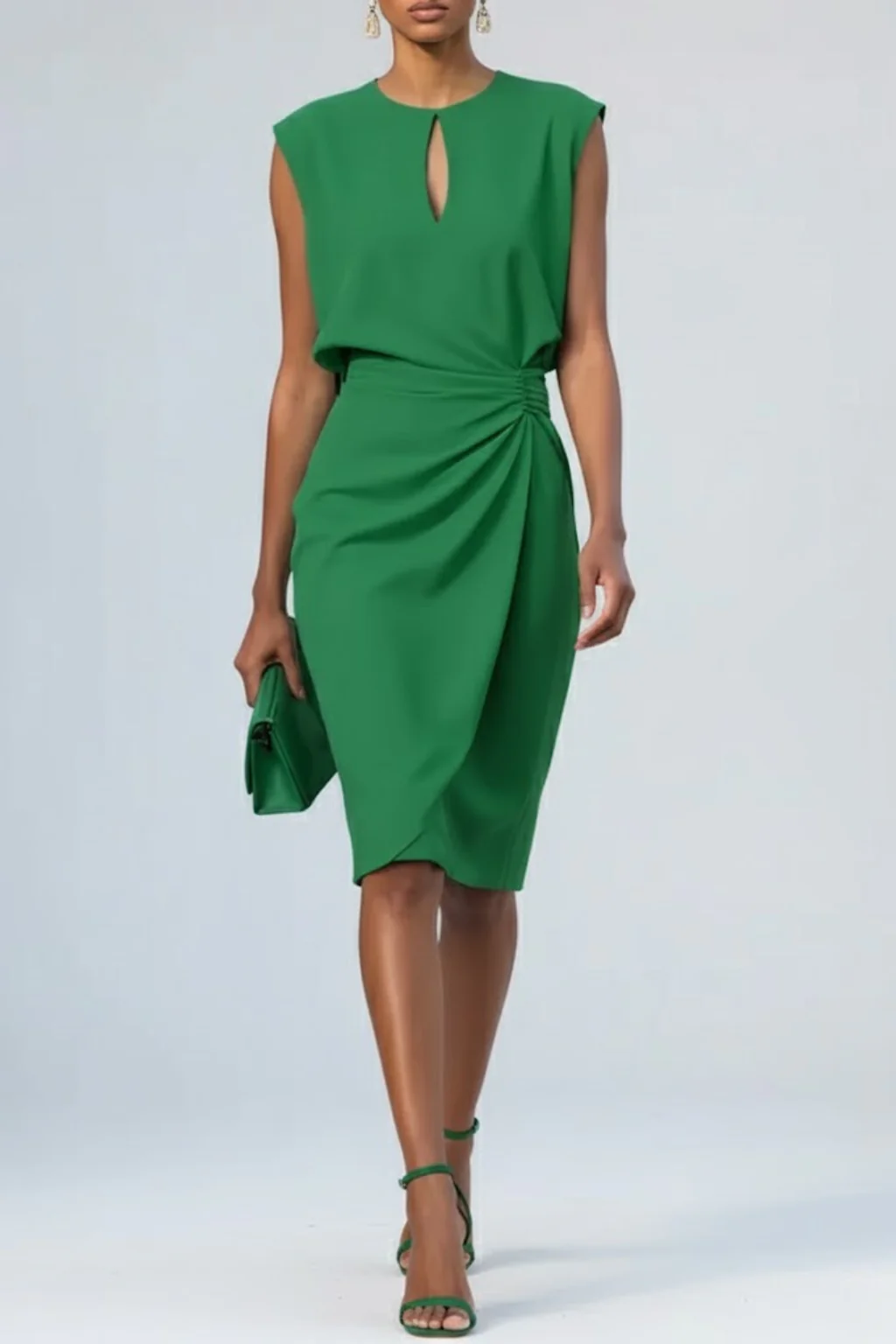 Hannah | Women's Tiered Ruffle Midi Sundress Keyhole Neck