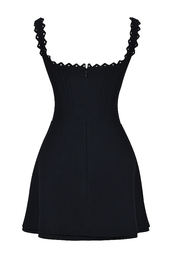 Black Pin Tuck Mini Dress