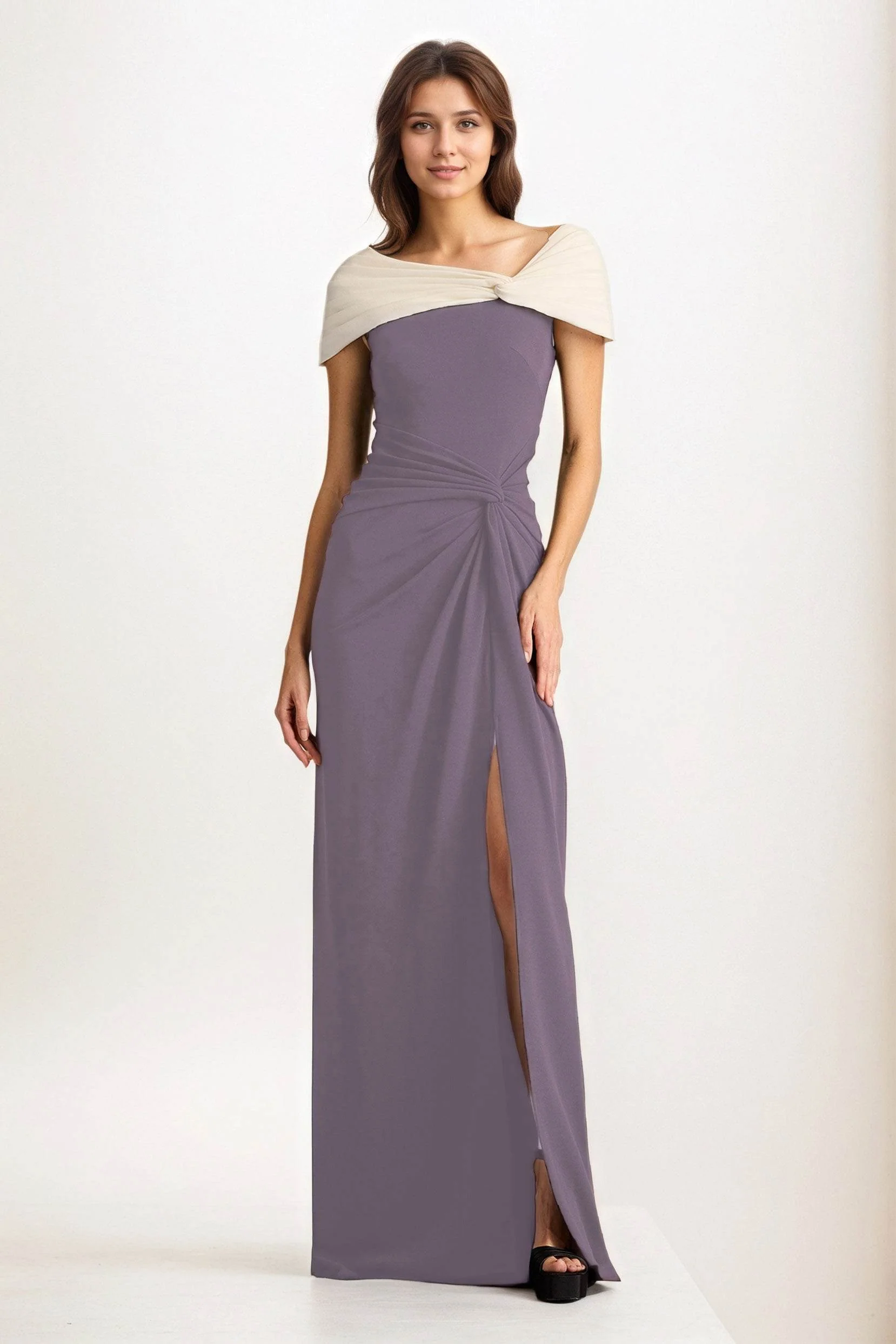Sheath-Column Maxi Chiffon Wedding Guest Dress CG0279