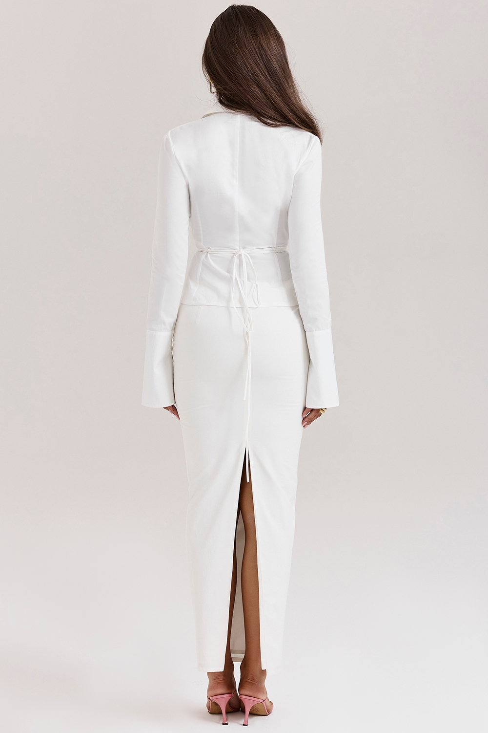 White Cotton Twill Maxi Skirt