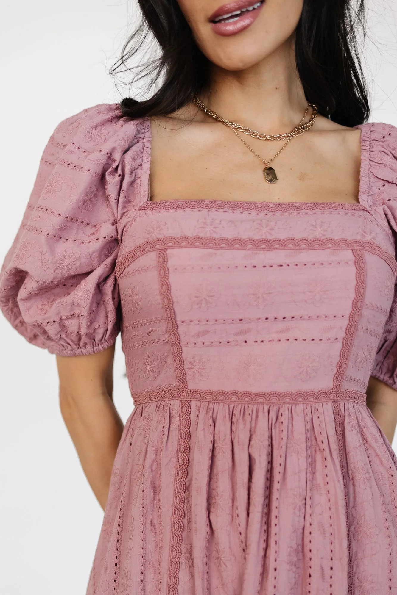 Delaney Eyelet Dress | Dusty Mauve - luluinthesky