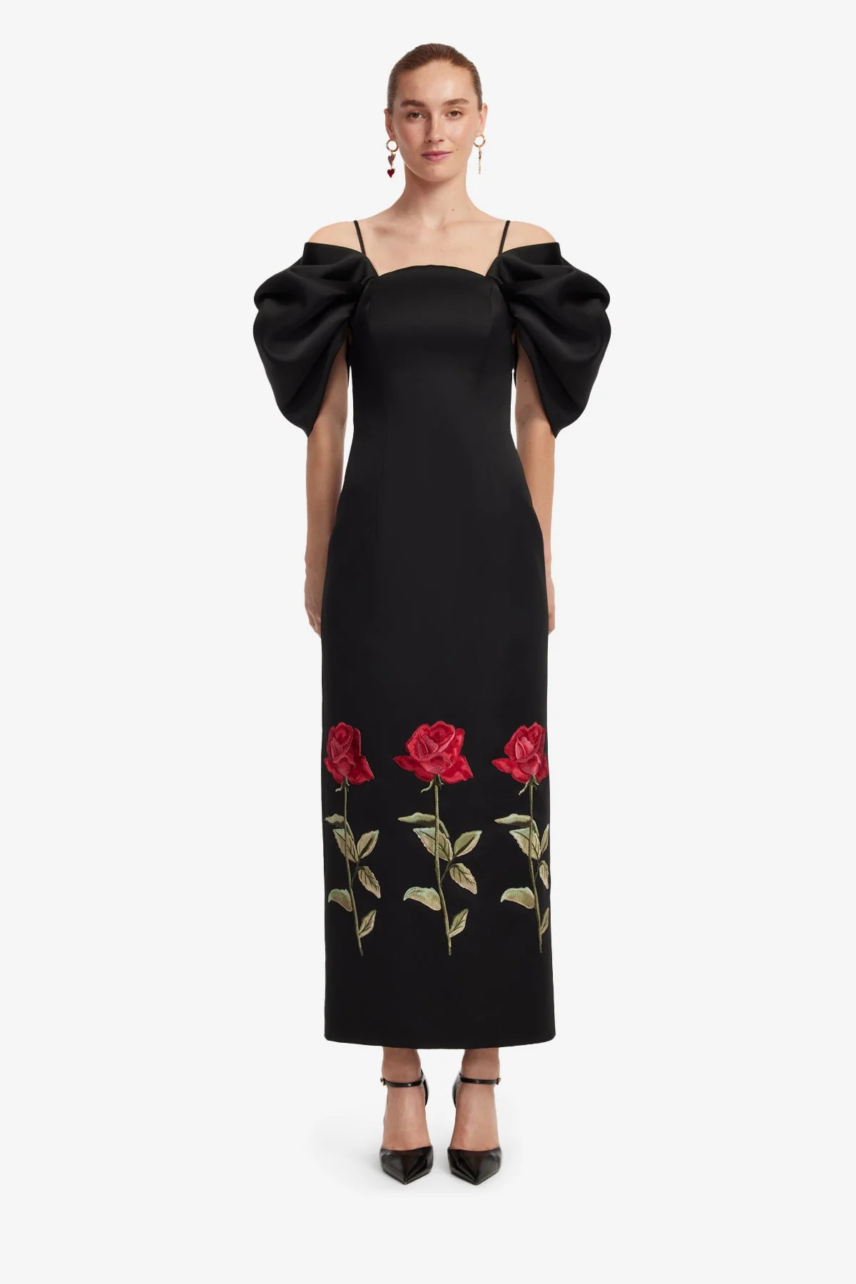 Arabella Embroidered Maxi Dress - Ebony