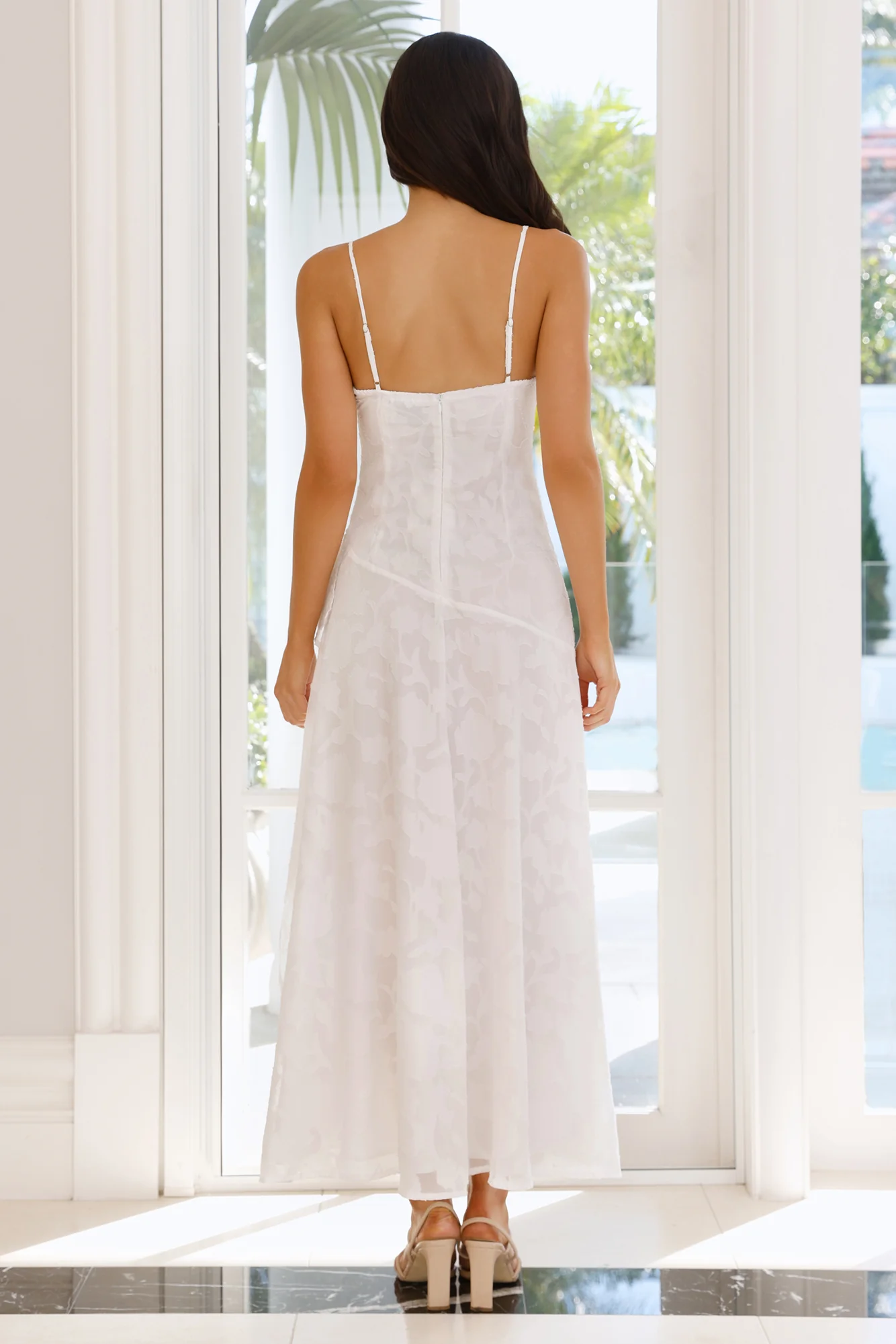 Sapphire Cascade Midi Dress White - luluinthesky