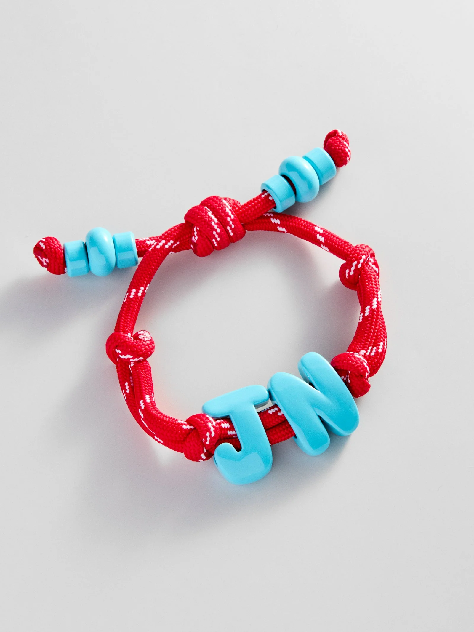 Knotty Enamel Initial Custom Bracelet - Red/Blue Double Letter