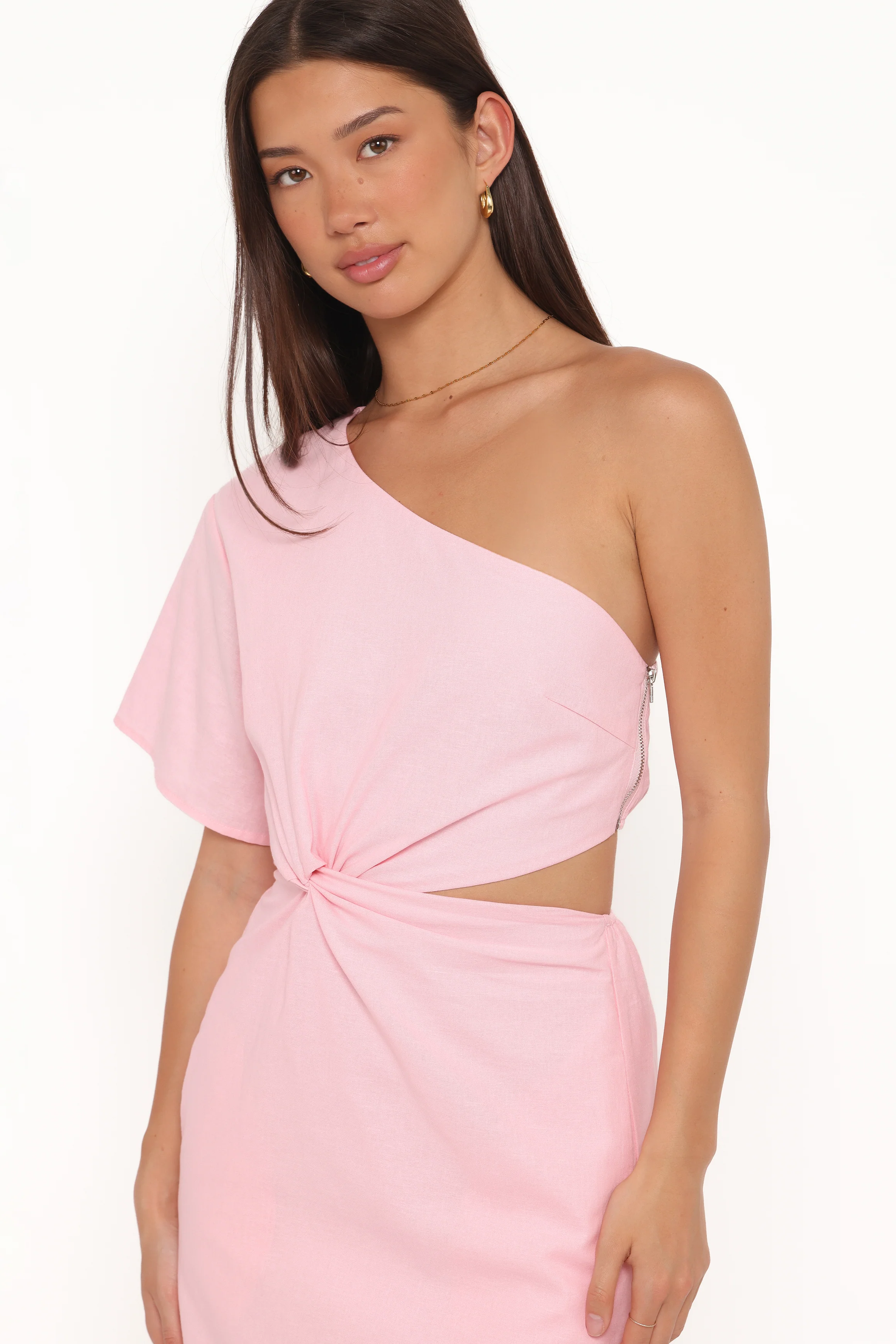 Samira One Shoulder Midi Dress - Pink