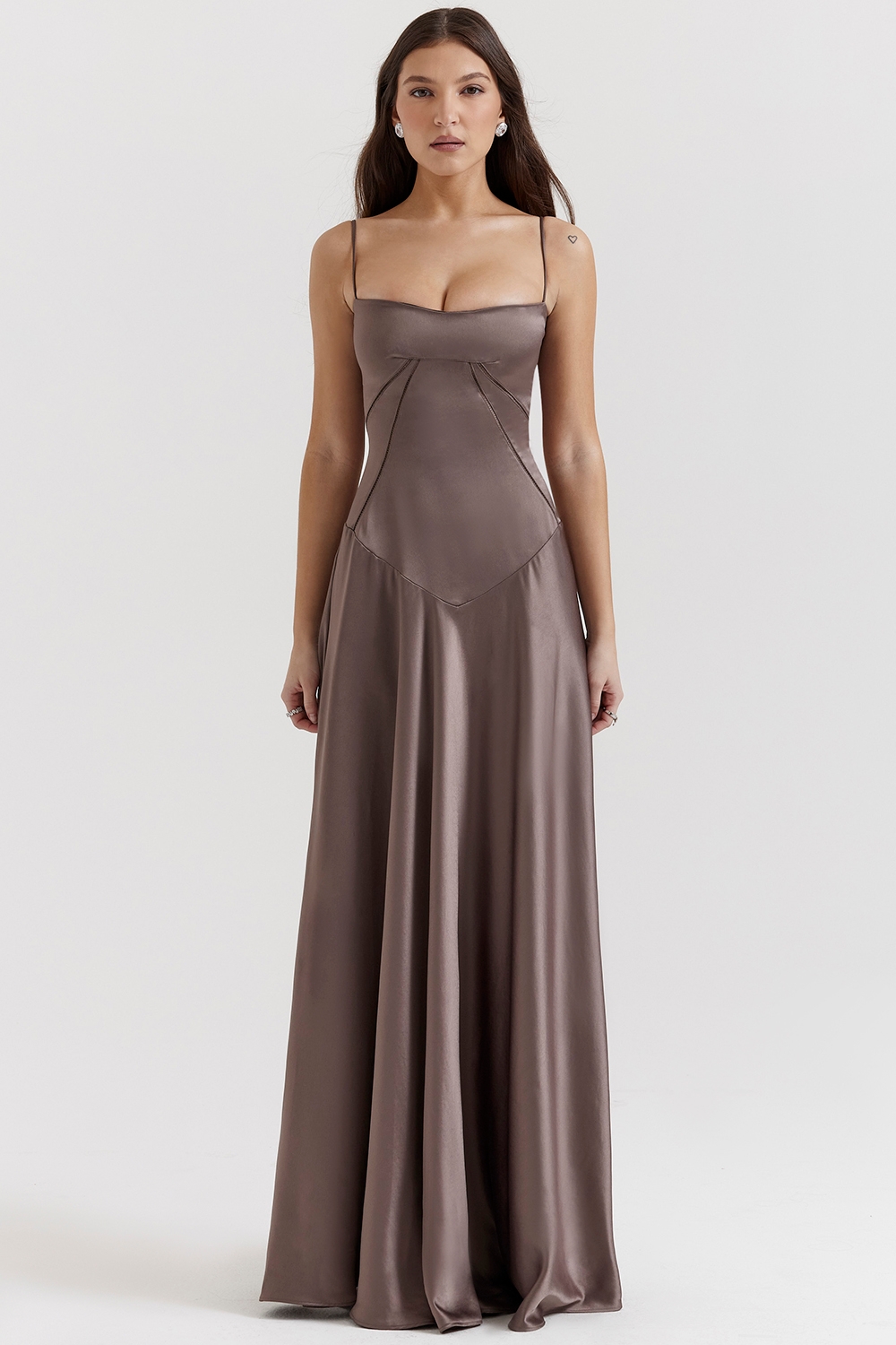 smoke lace up maxi dress