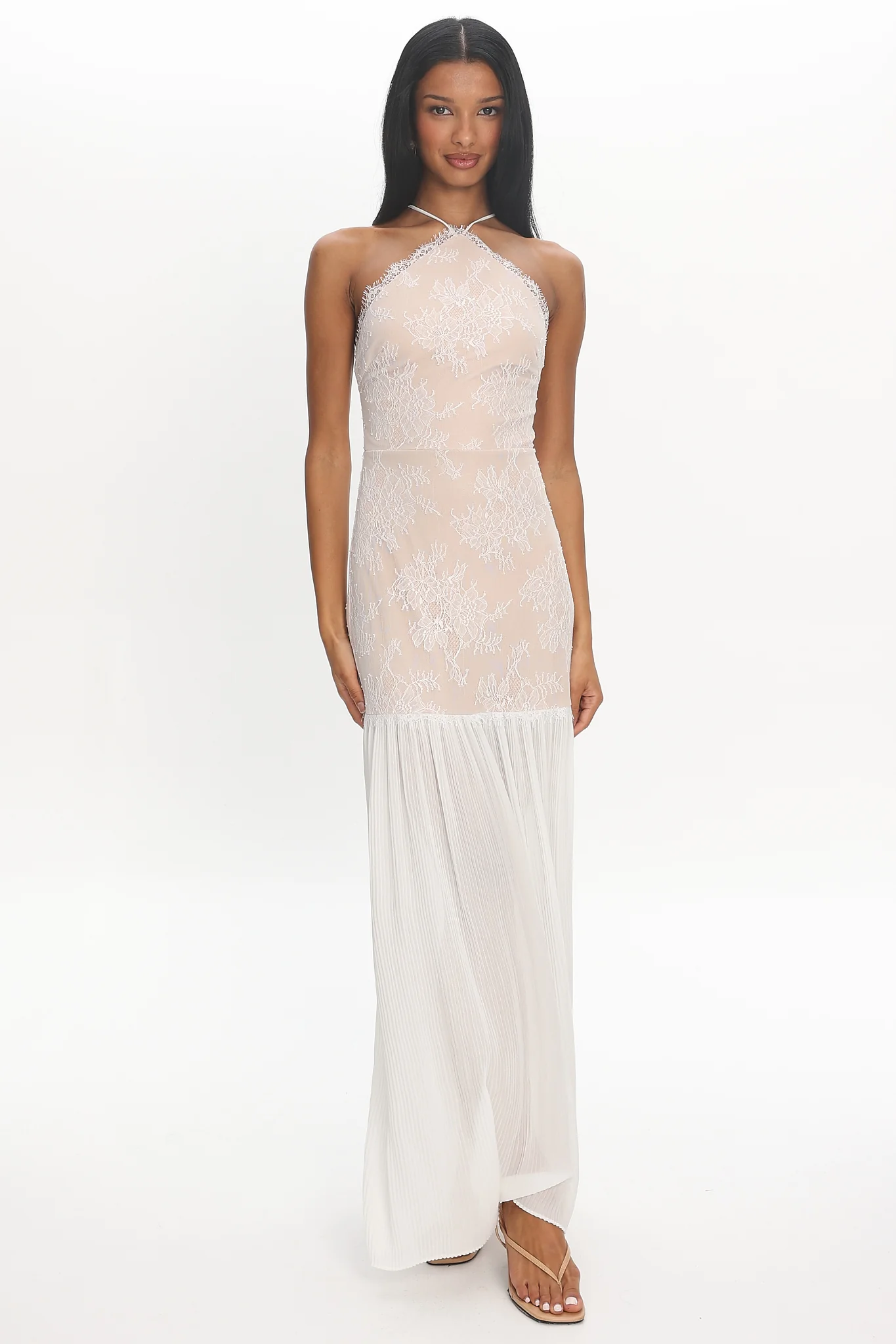 Soft Landing Halter Maxi Dress White - FASHION NOB
