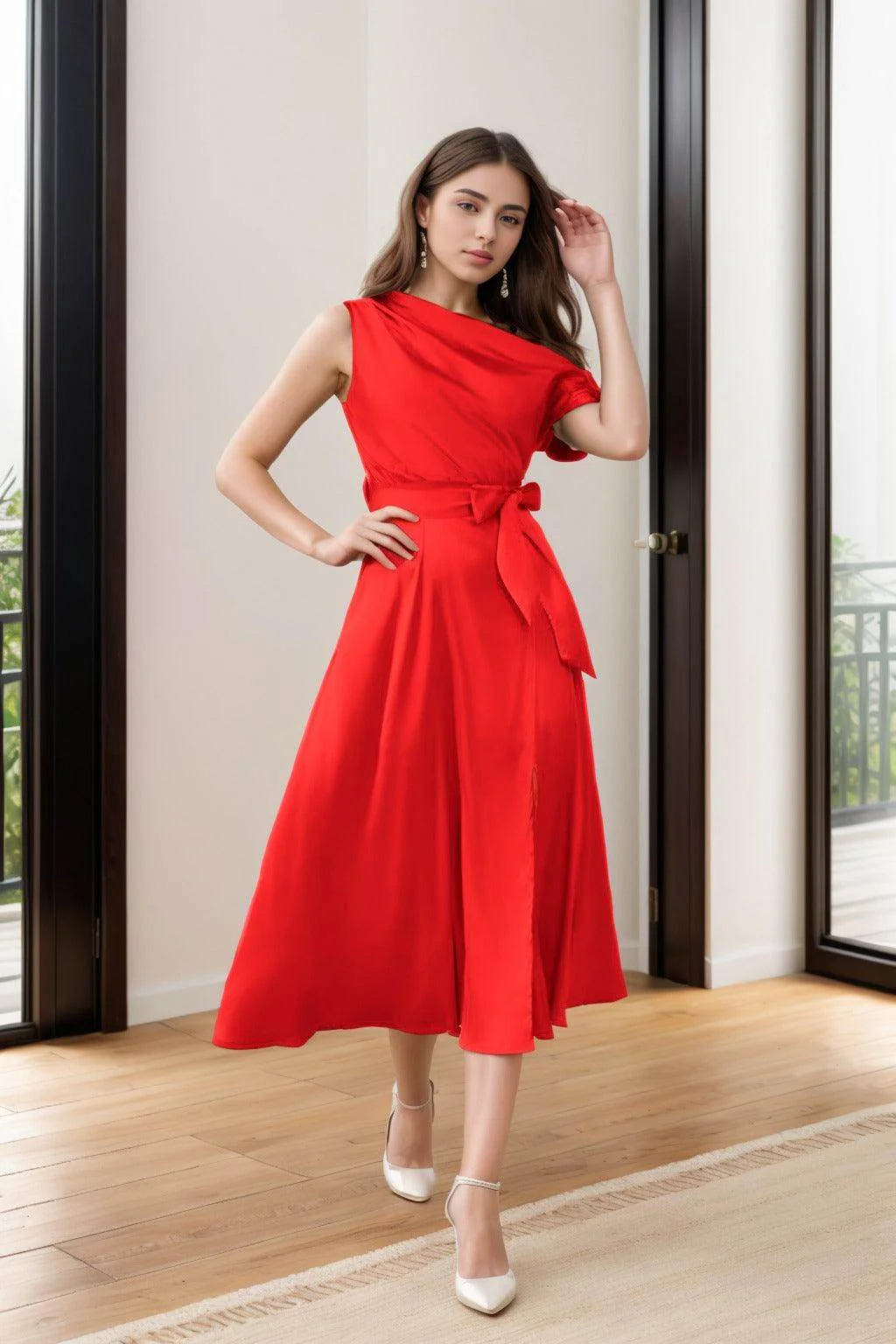 Sheath-Column Tea Length Silk-Like Graduation Dresses CS0540