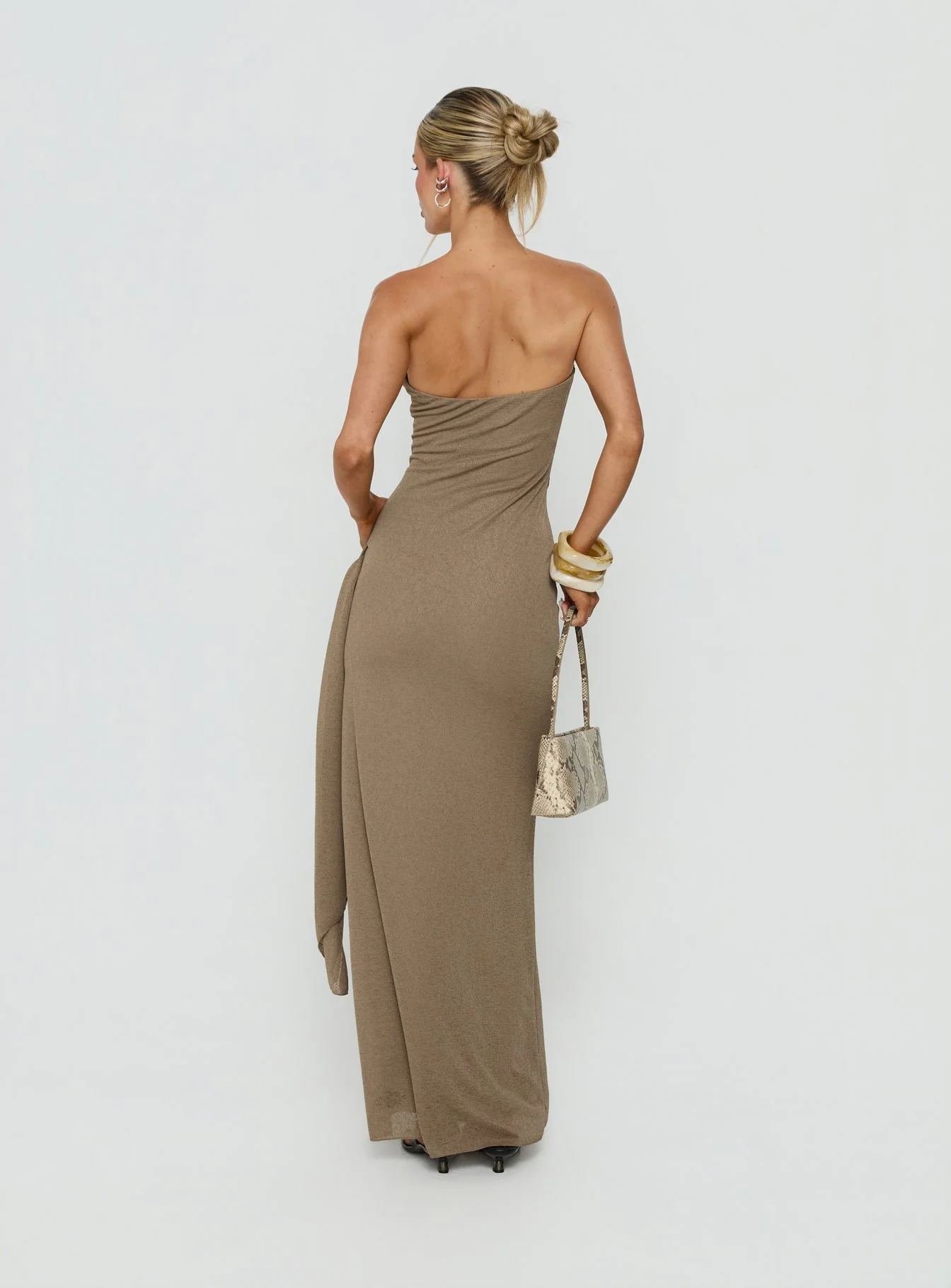Analeah Strapless Maxi Dress Brown