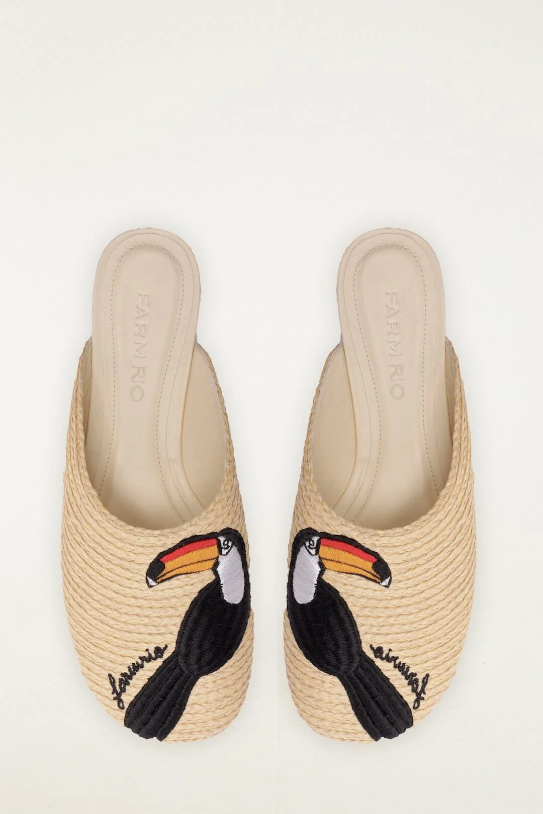 Raffia Embroidered Icons Mule