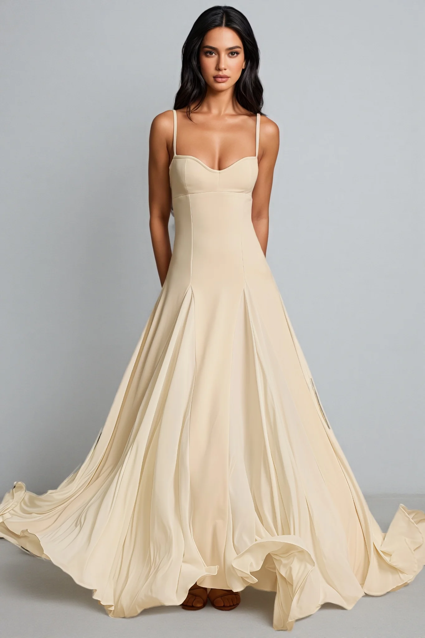 Caroline White Strap Maxi Dress