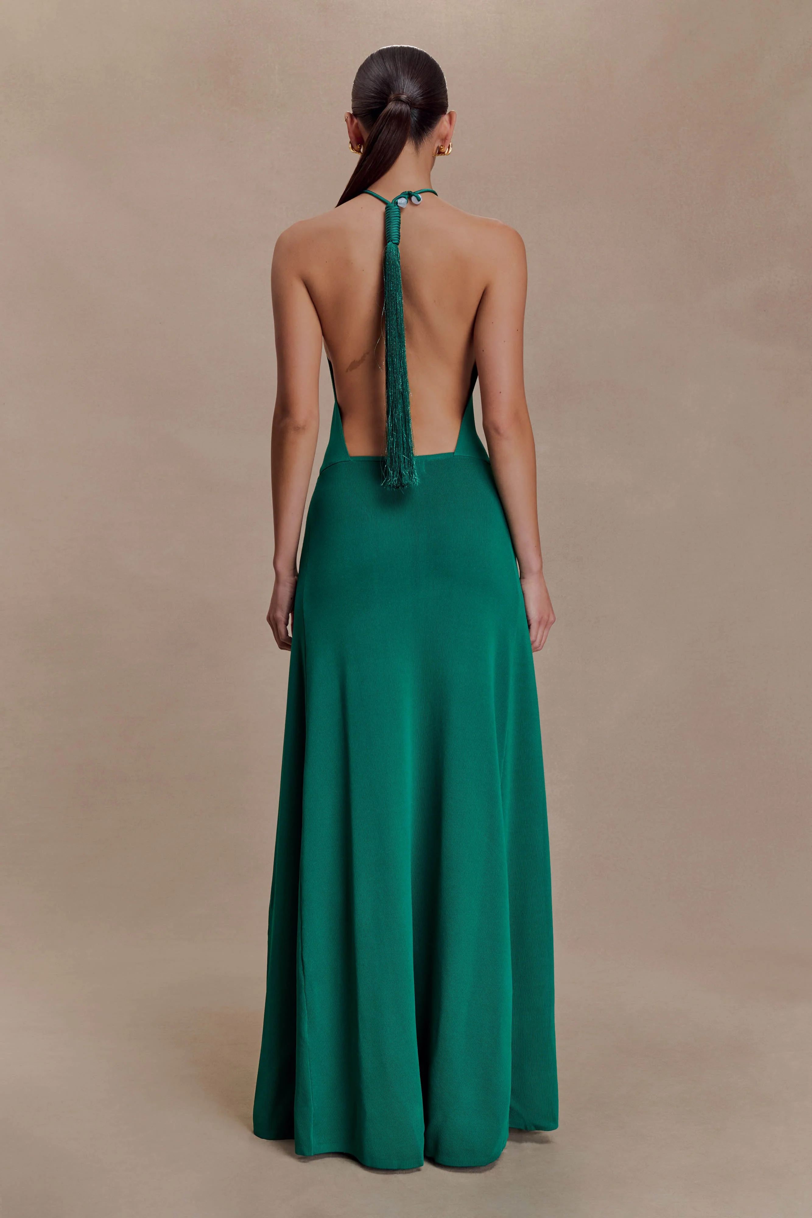Meg Halter Tassel Maxi Dress - Emerald