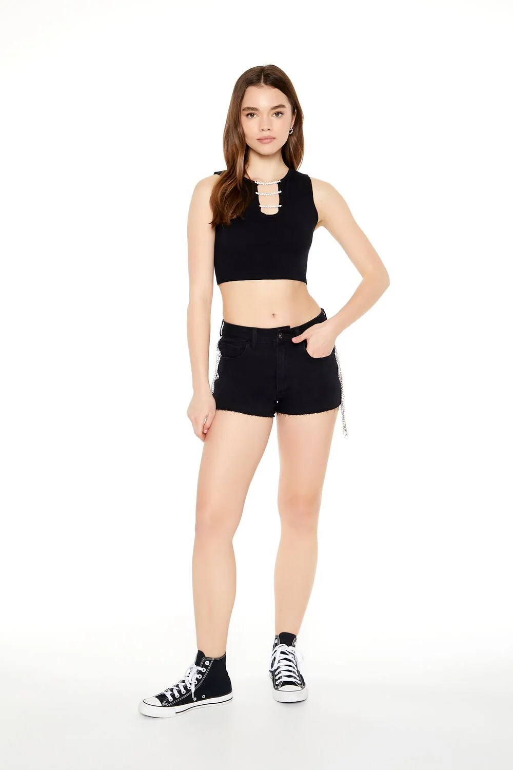 Chain Sweater-Knit Crop Top