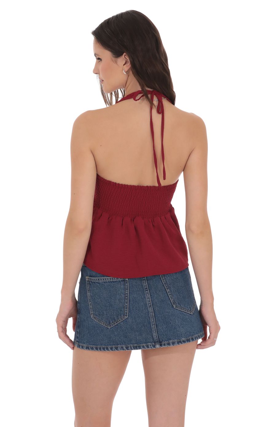 Scrunch Halter Top in Red